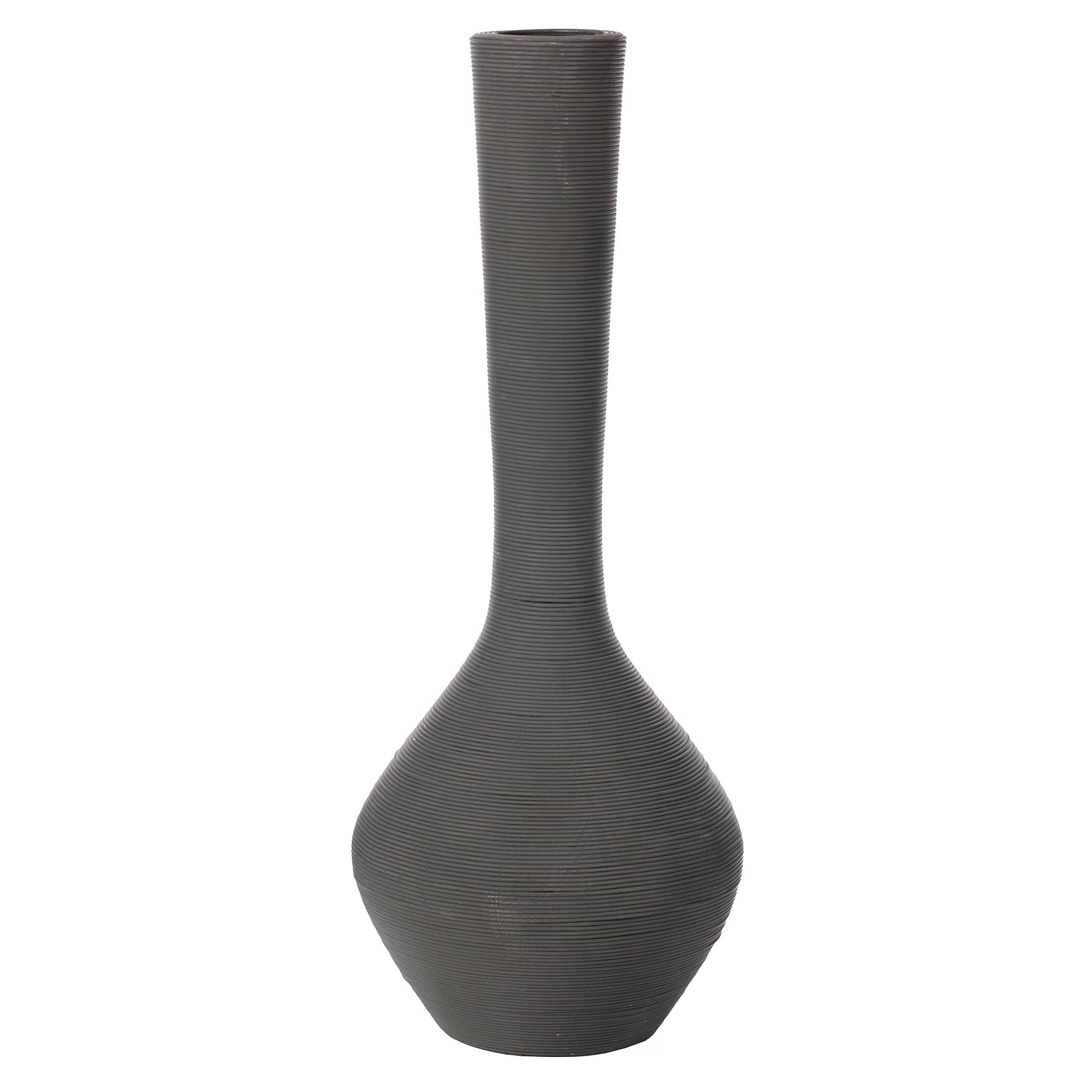 38-inch Tall Floor Vase - Modern Charcoal Grey Extra Large Trumpet Style Plastic Rope Vase | Lightweight Decorative Vase for Entryway, Dining Room, Living Room & Bedroom | Perfect for Home Decor, Wedding Centerpieces & Interior Design
