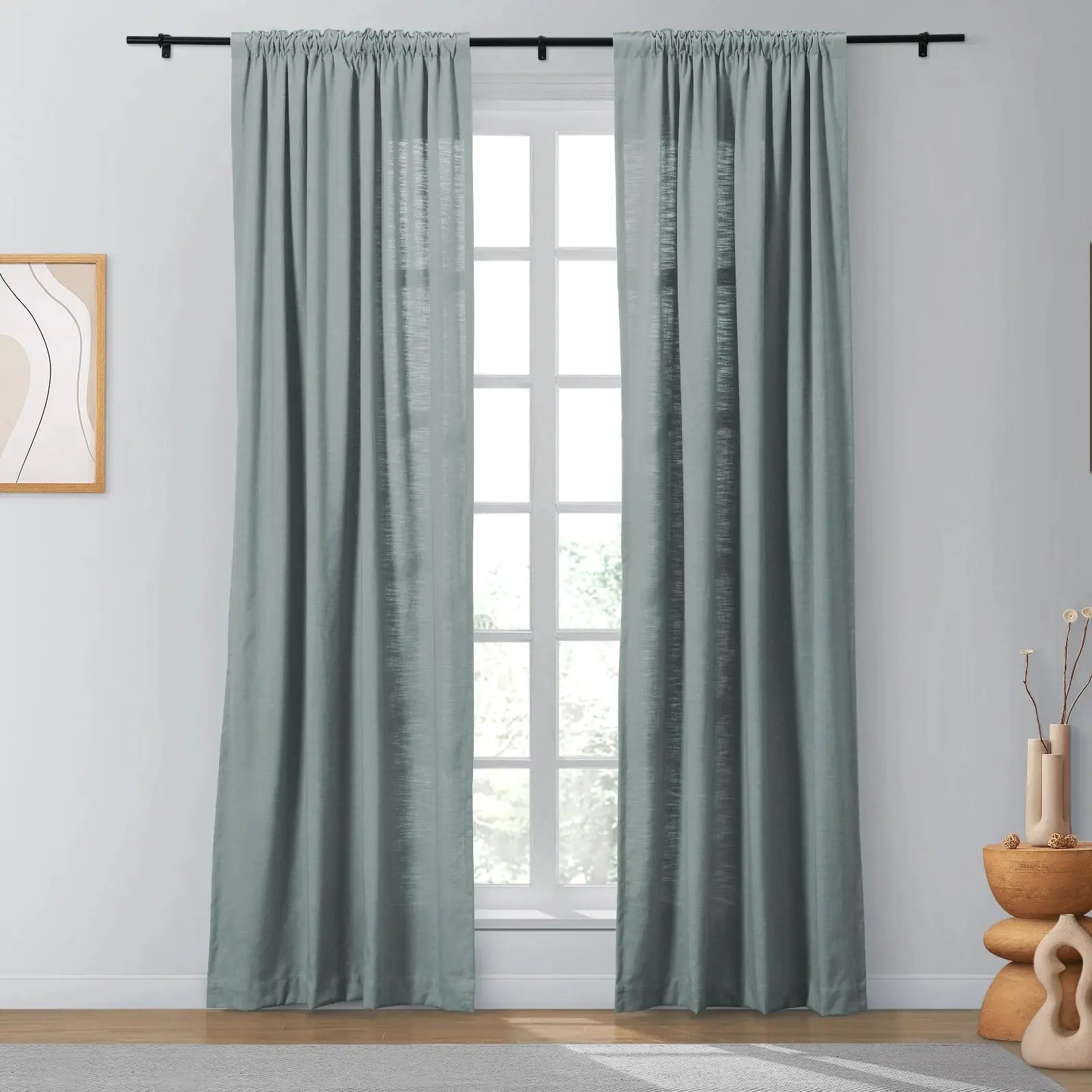 Isabella Heavyweight Cotton Blackout Curtains - Soft Top Thermal Insulated Drapes for Living Room & Bedroom - Noise Reducing & Energy Saving Window Treatments