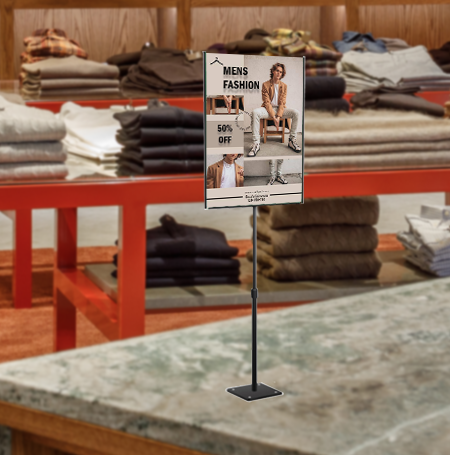 11x17 Lightweight Countertop Pedestal Display Stand - Adjustable Height Single-Sided Sign Holder for Retail Stores, Trade Shows & Exhibitions