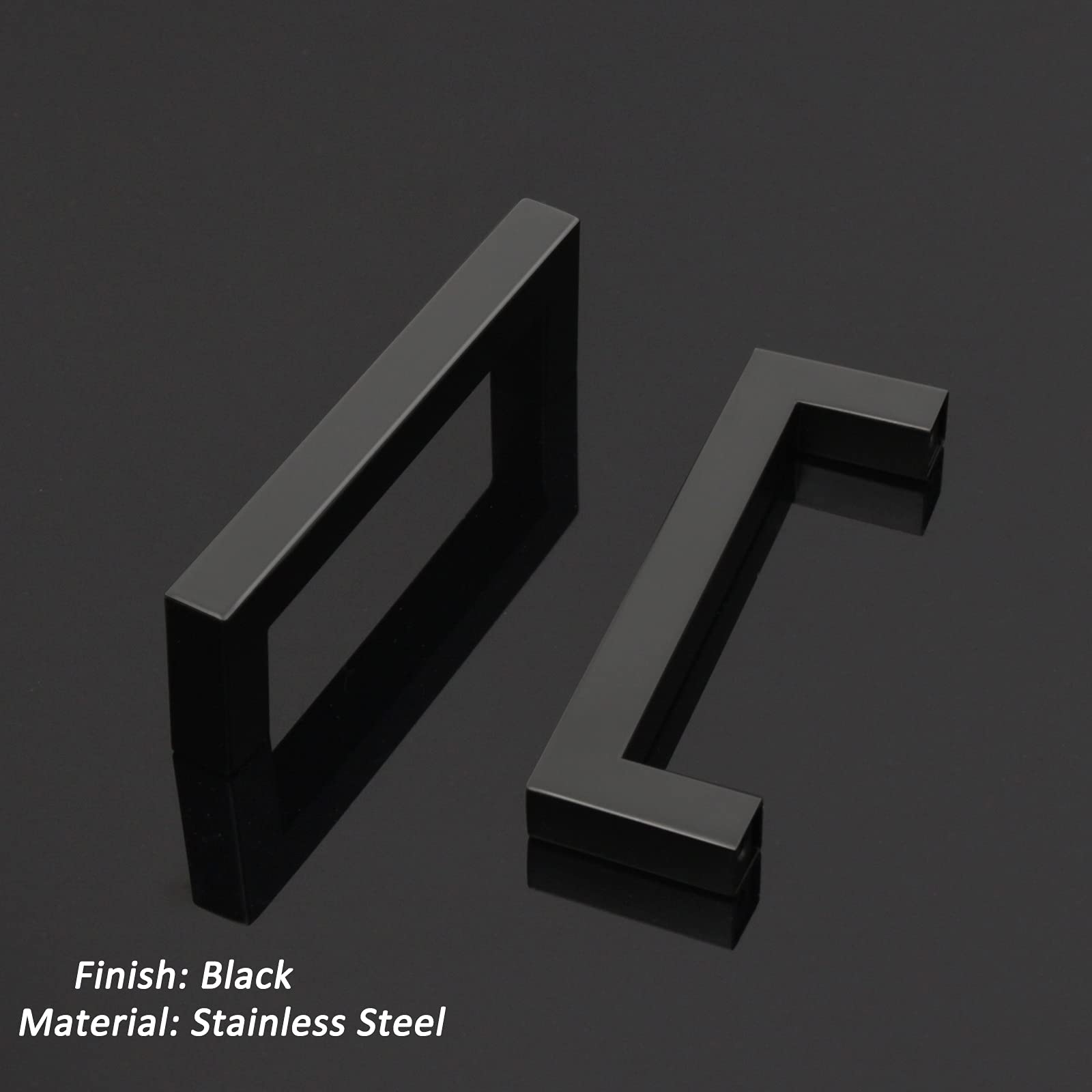 Probrico 100 Pack Black Kitchen Cabinet Pulls - 4 Inch Hole Center Stainless Steel Drawer Handles, Square Corner Bar Pulls for Dresser & Cabinets - Durable Hardware for Modern Kitchen, Bathroom & Office Furniture