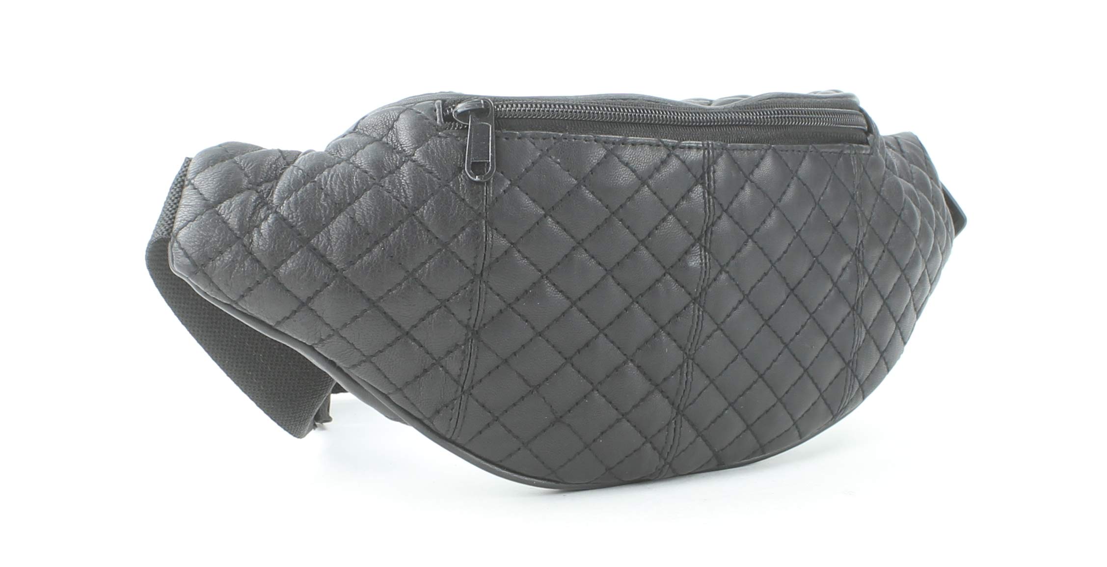 Bacci L.I. Women's Genuine Leather Quilted Waist Pack - Adjustable Belt Fanny Pack for Women | Stylish Hands-Free Crossbody Bag | Classic Black Belt Bag for Travel, Shopping & Outdoor Activities