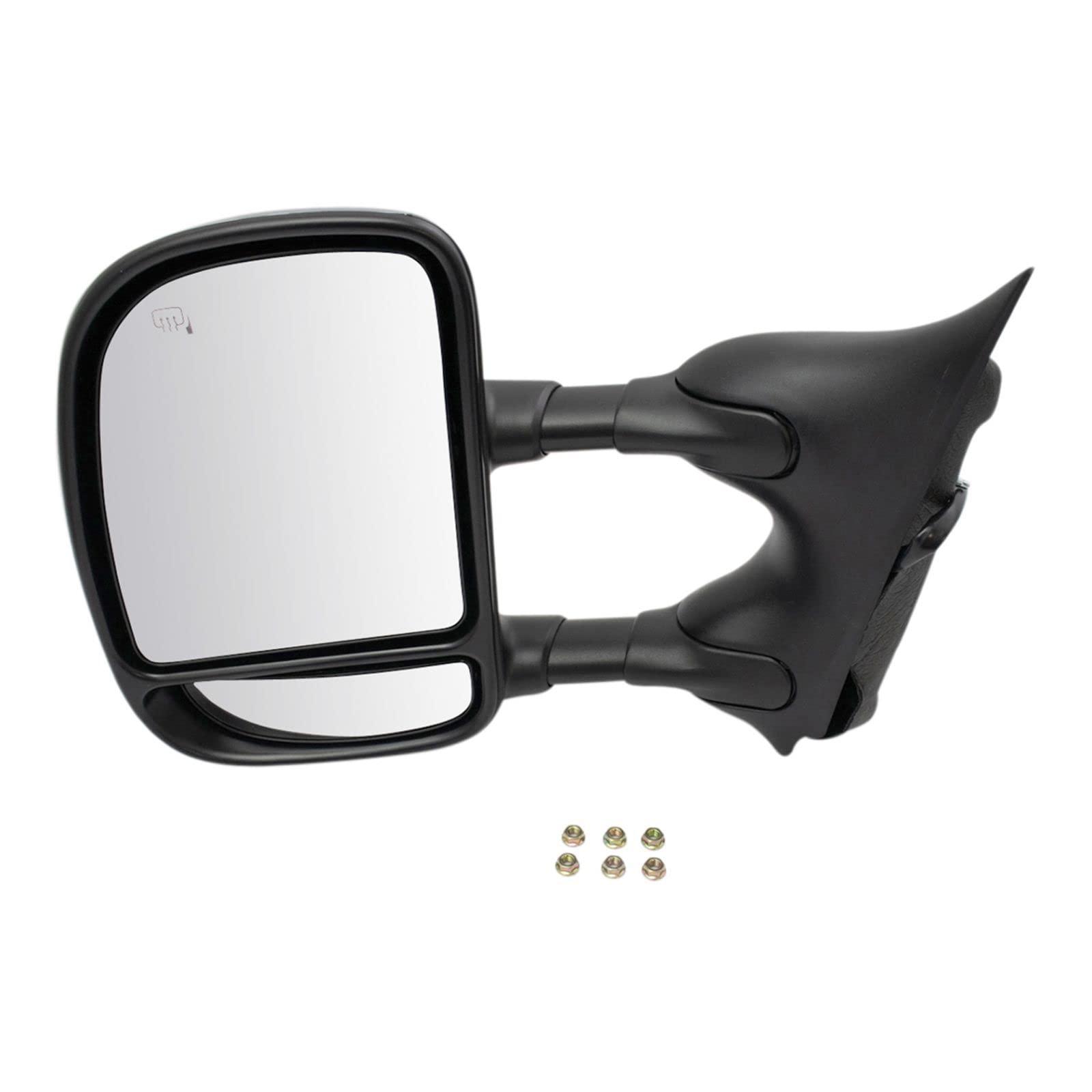 Heated Chrome Towing Power Side View Mirror - Left Driver Side (LH) Compatible with Ford Super Duty | Enhanced Visibility for Towing & Night Driving