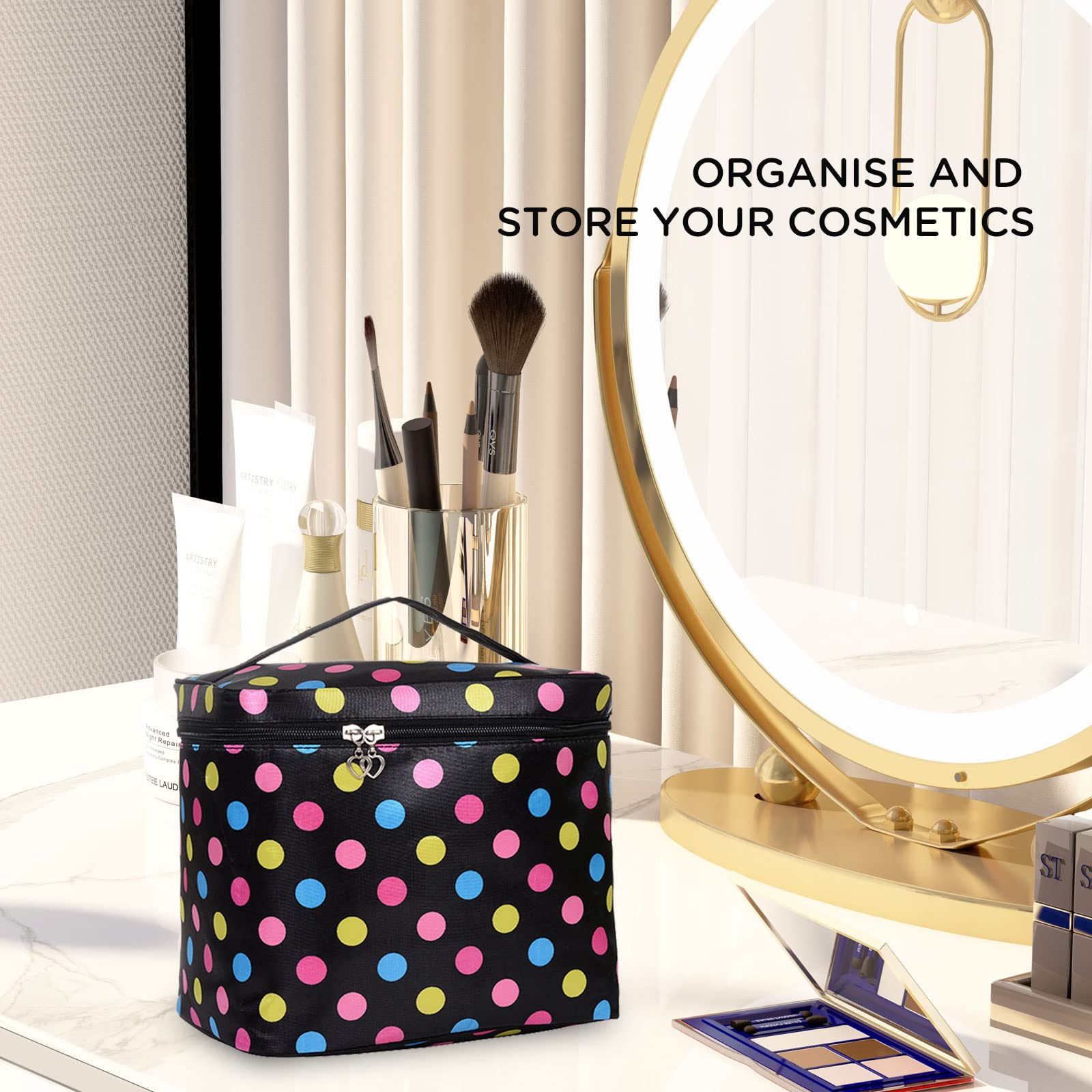 Large Travel Toiletry Bag for Women - Portable Cosmetic Organizer with Handle, Soft Makeup Case for Beauty Essentials | Perfect for Vacations, Gym & Daily Use