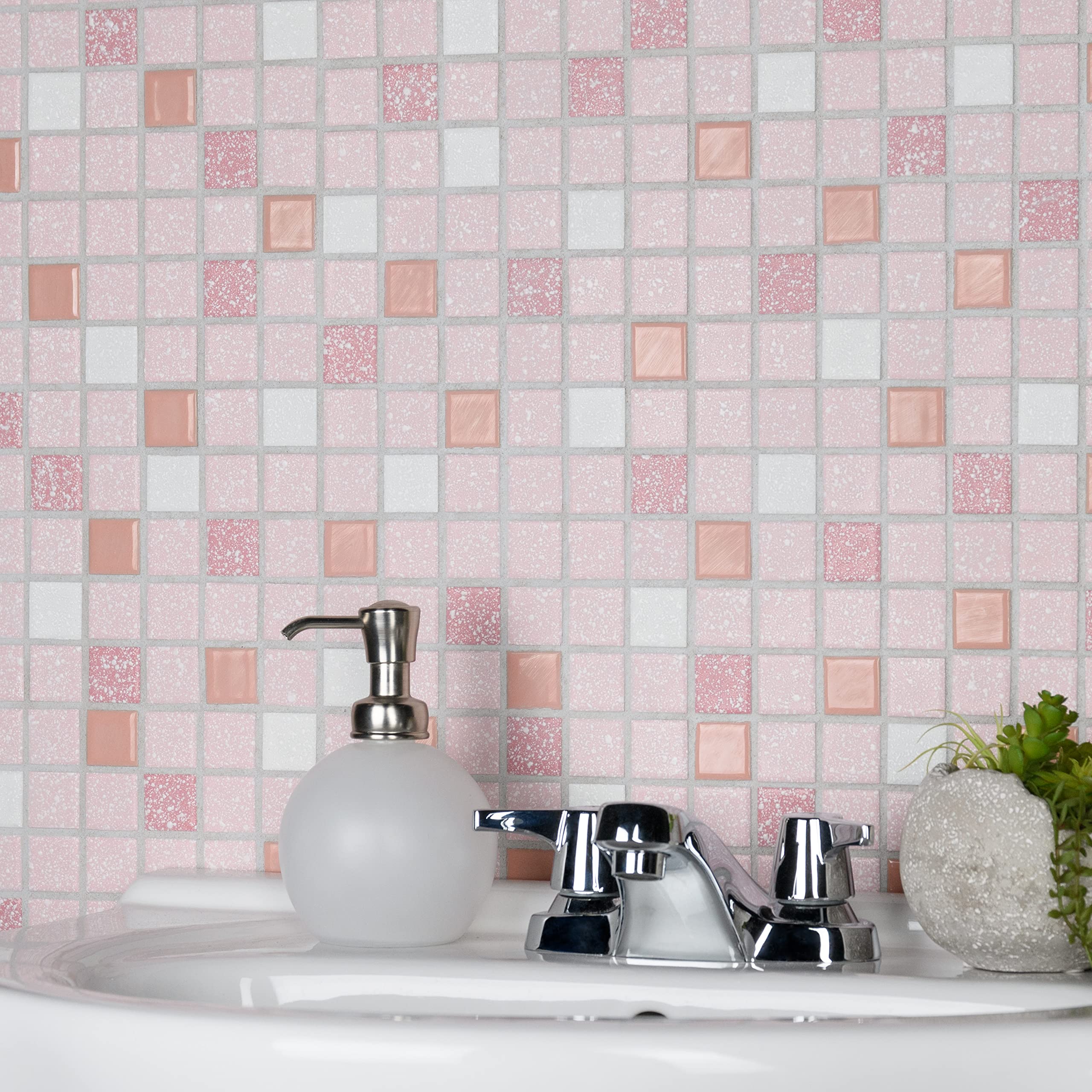 Merola Tile Crystalline Straight Edge Square Pink 12