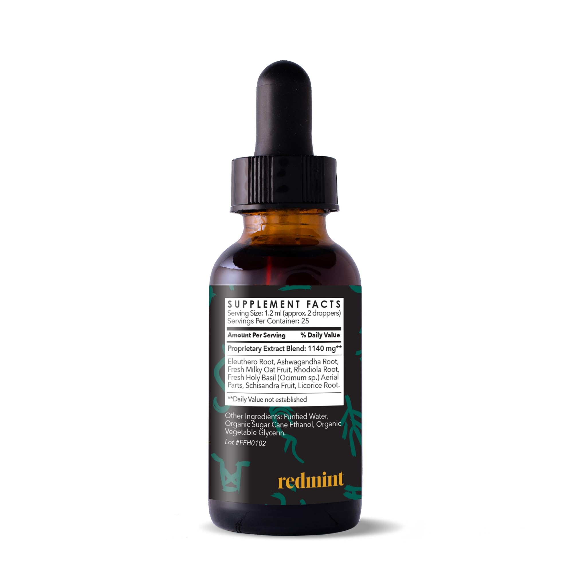 Redmint Energy & Focus Herbal Tincture - Natural Herbal Supplement with Ashwagandha, Rhodiola, Schisandra & Holy Basil for Mental Clarity & Stamina | Traditional Chinese Medicine Formula | 30ml Bottle | Perfect for Work, Study & Daily Energy Boost