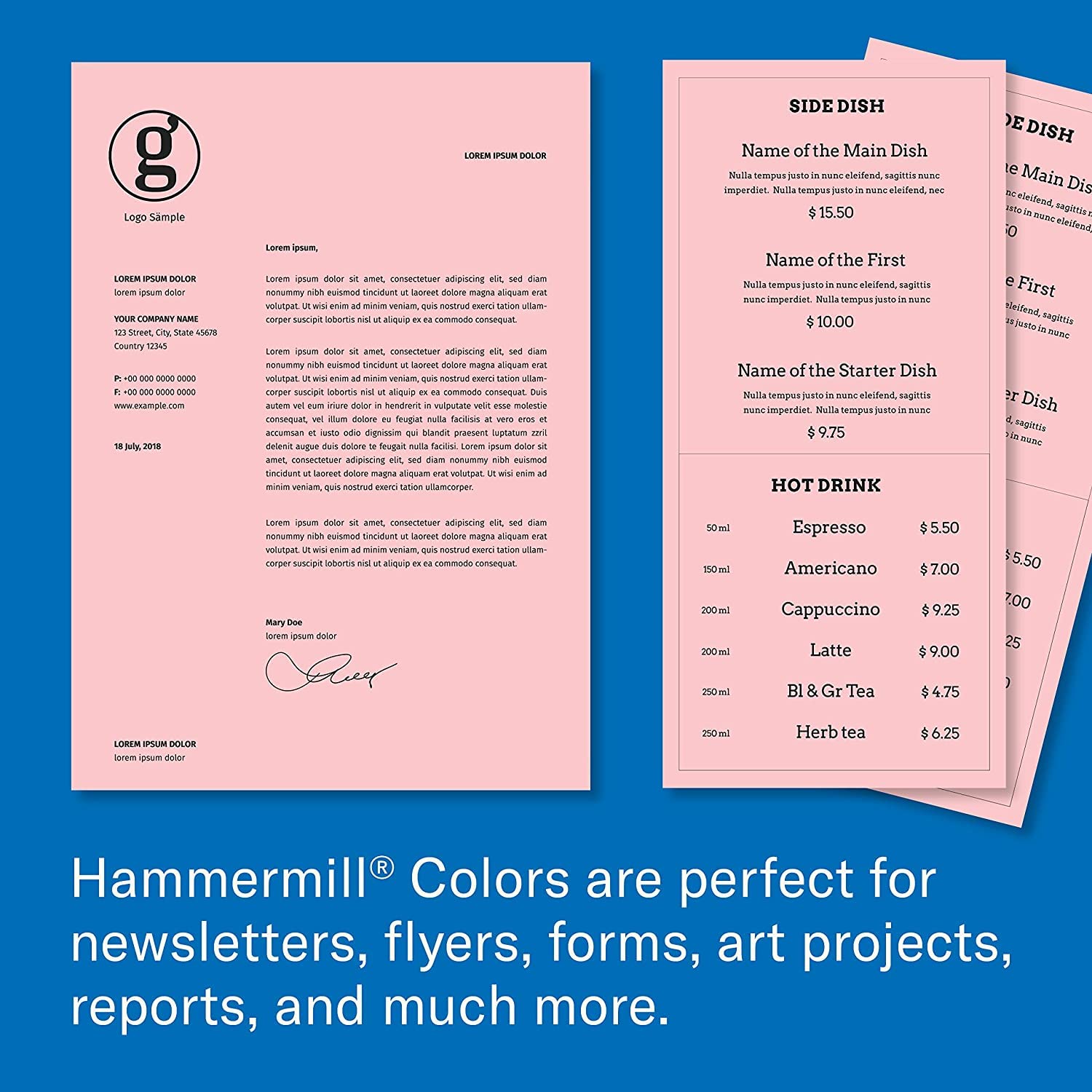 Hammermill 20 lb Pink Colored Printer Paper, 3 Hole Punched - 1 Ream (500 Sheets) - Pastel Paper for School, Office & Craft Projects - Made in USA - 102962R