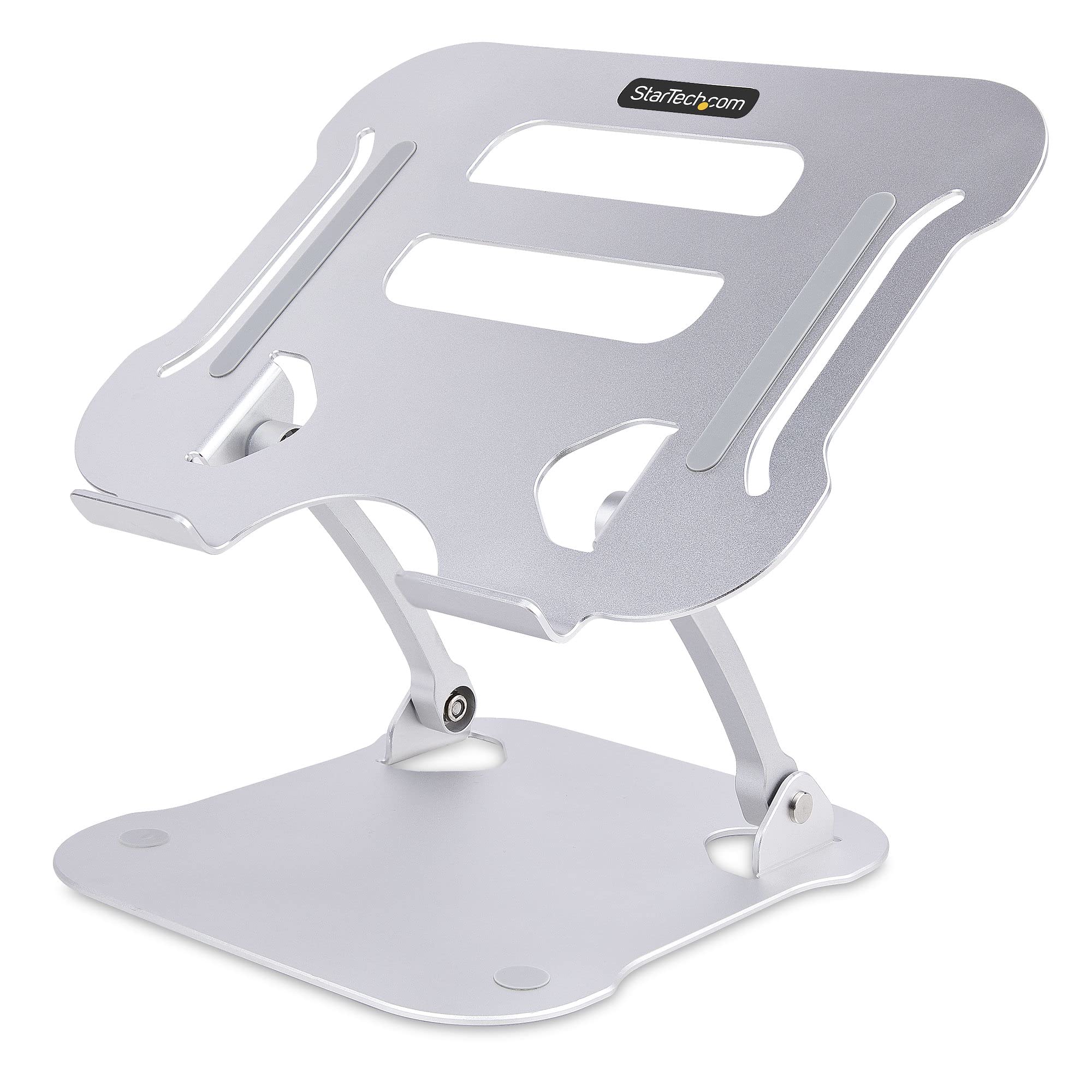 StarTech.com Adjustable Laptop Stand for Desk - Ergonomic Aluminum Laptop Riser with Foldable Design, Supports Up to 22lbs (10kg) - Perfect for Home Office, Gaming & Workspace Setup