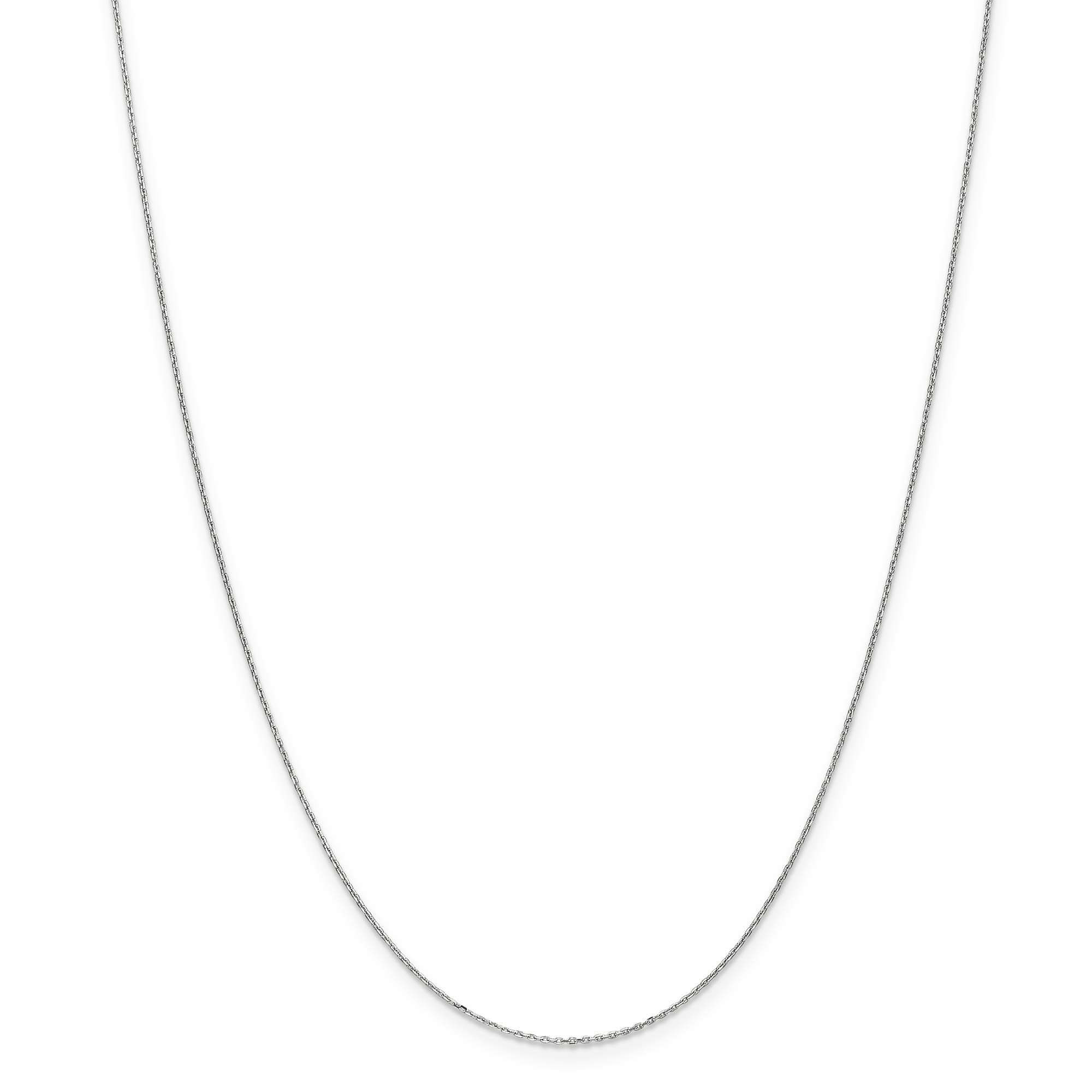 10K White Gold 18 Inch 0.8mm Diamond-Cut Cable Necklace Chain - Elegant Layering Piece for Everyday Wear & Special Occasions