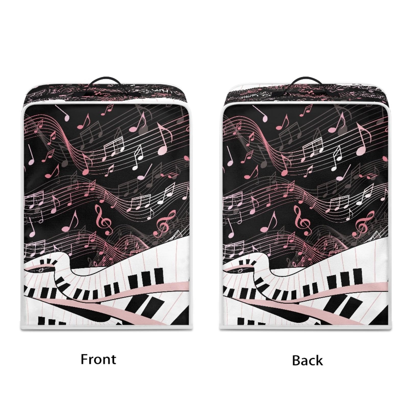 GLENLCWE White & Pink Music Note Coffee Maker Cover with Handle - Foldable Dust Protection for Most Standard Coffee Machines | Perfect for Kitchen, Office & Dorm Use