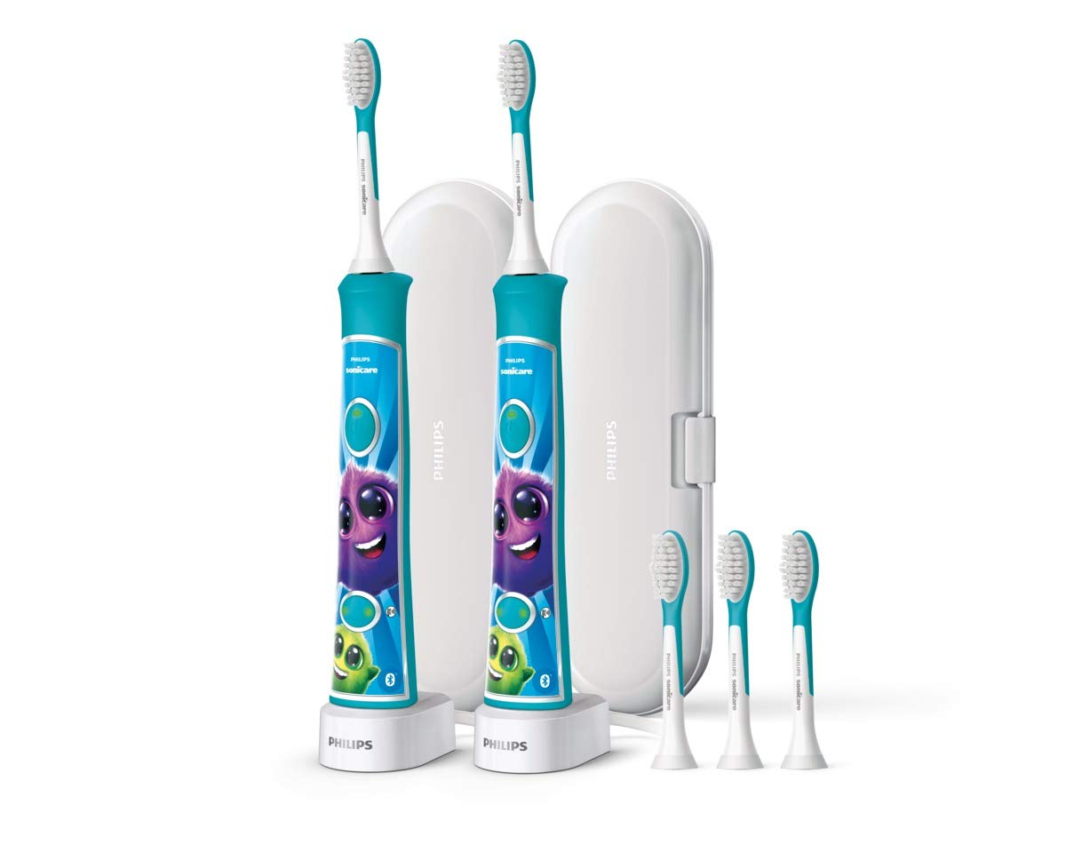 Philips Sonicare Kids Bluetooth Electric Toothbrush - 2 Pack Rechargeable with Built-in Timer | Perfect for Children's Daily Oral Care & Travel