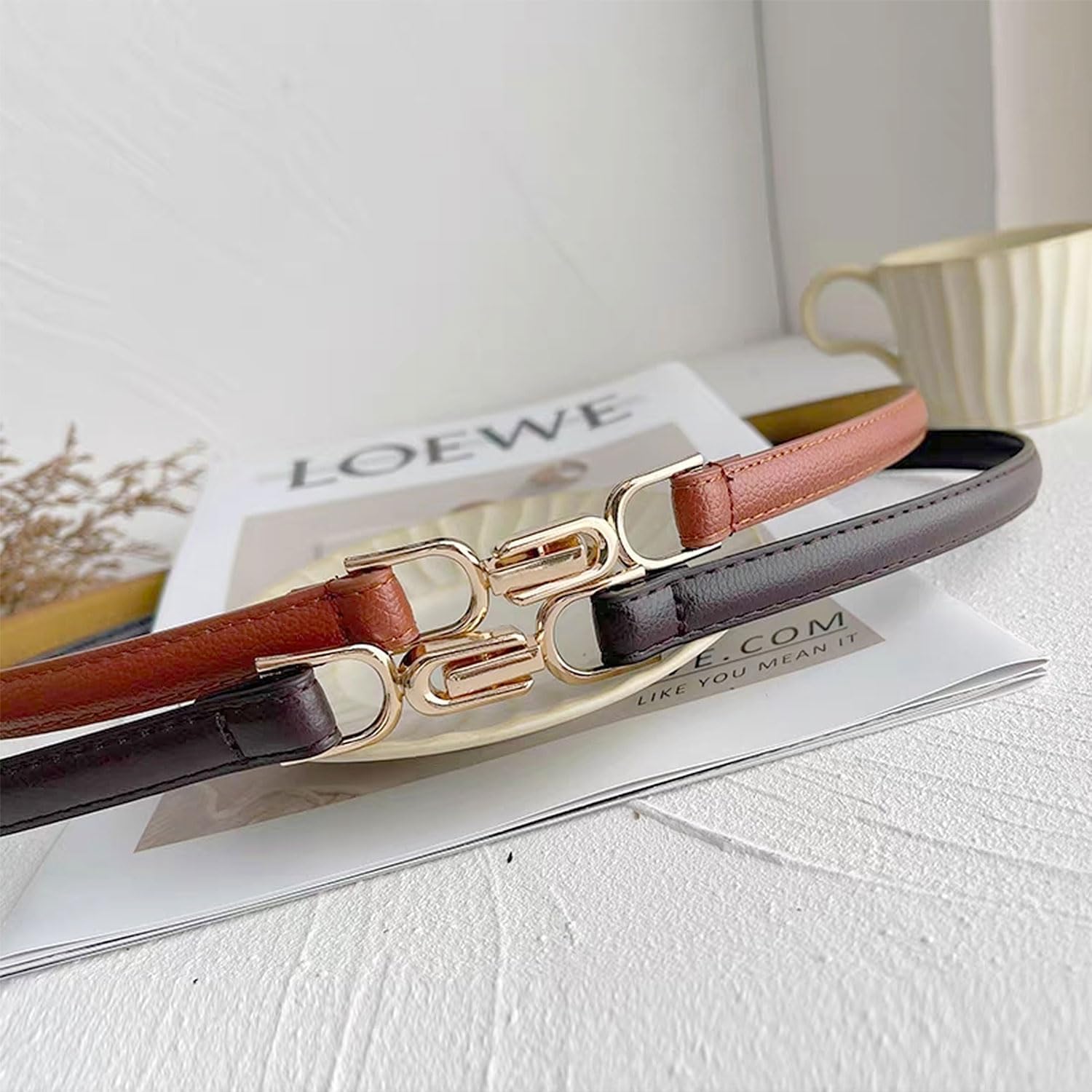 2 Pack Women's Adjustable Skinny Leather Belts for Jeans, Dresses & Pants - Fashion Accessories for Casual, Office & Party Wear | Perfect for Everyday Use, Work Attire, Date Nights & Special Occasions | Great Gift for Birthday, Anniversary & Christmas | Style with High-Waisted Bottoms, Layering & Tucked Shirts | Ideal for Business Meetings, Weekend Outings & Formal Events