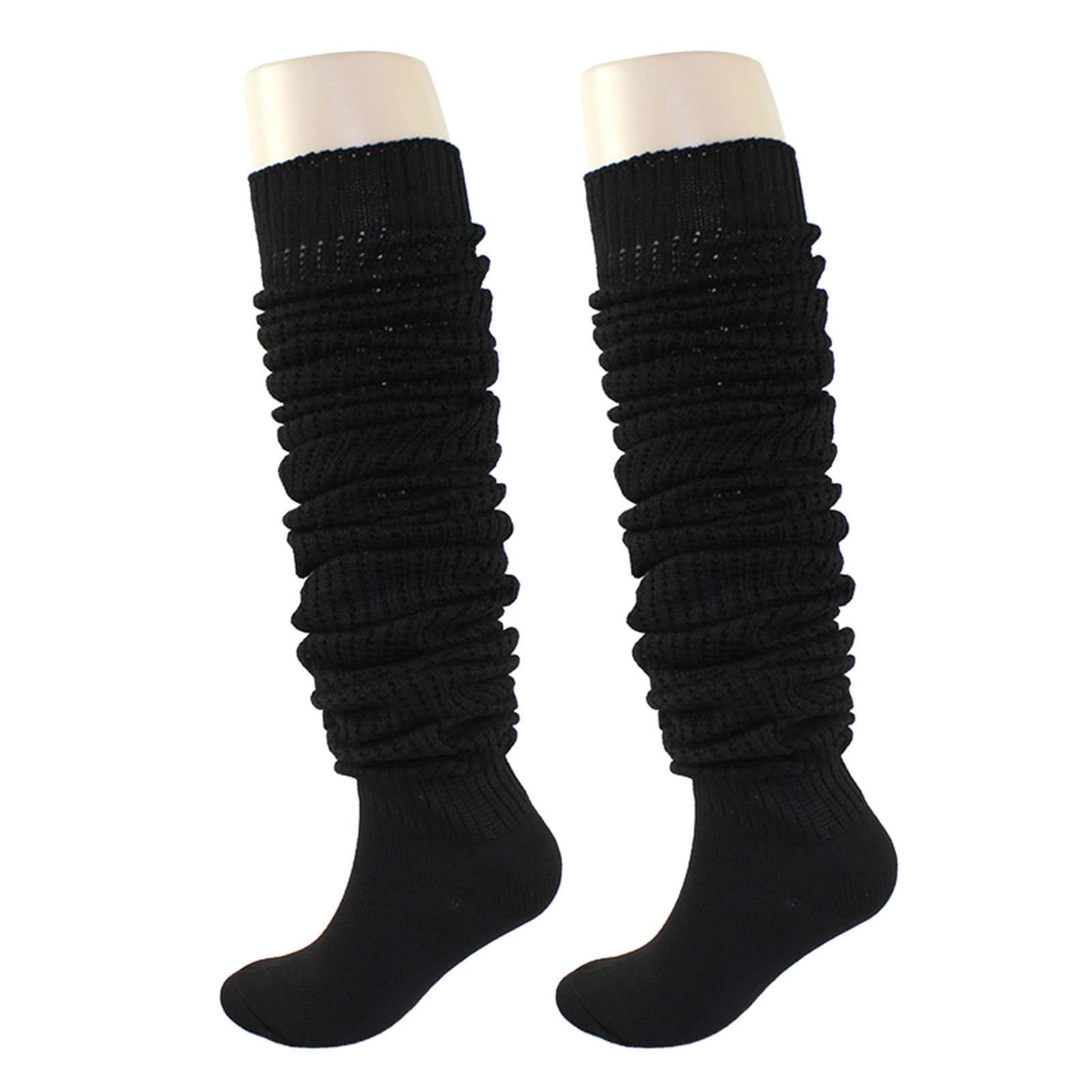 1 Pair Women's Slouch Socks - Solid Color Breathable Polyester Calf Stockings for Cosplay, Boots & School - Anti-Pilling Comfort Socks for Everyday Wear & Outfits