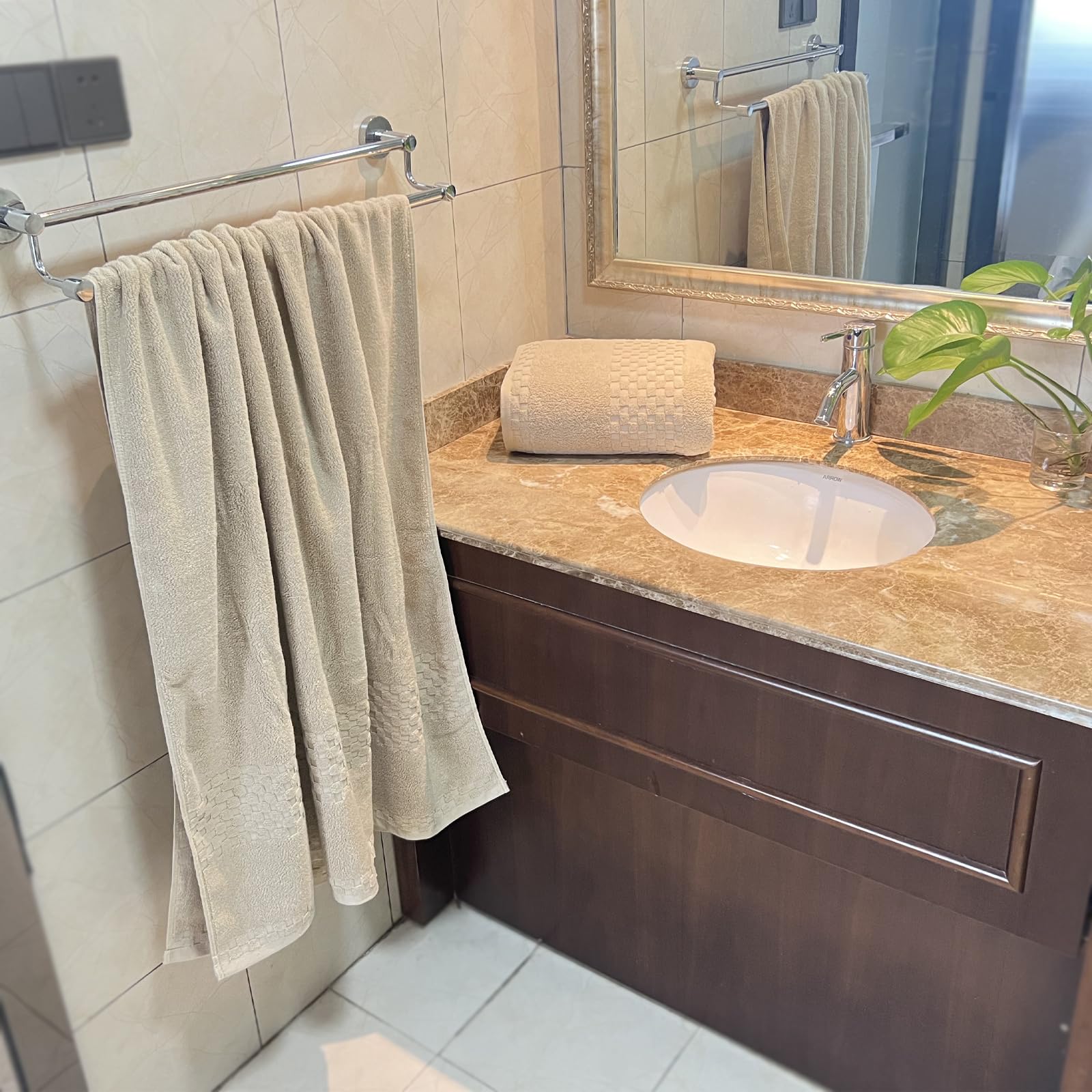 **YTYC 35x70 Inches 100% Cotton Bath Sheets - Extra Large, Super Absorbent & Soft Luxury Bath Towels for Adults (600GSM, Beige, 2-Piece) - Perfect for Spa, Beach, and Home Bathroom Use**