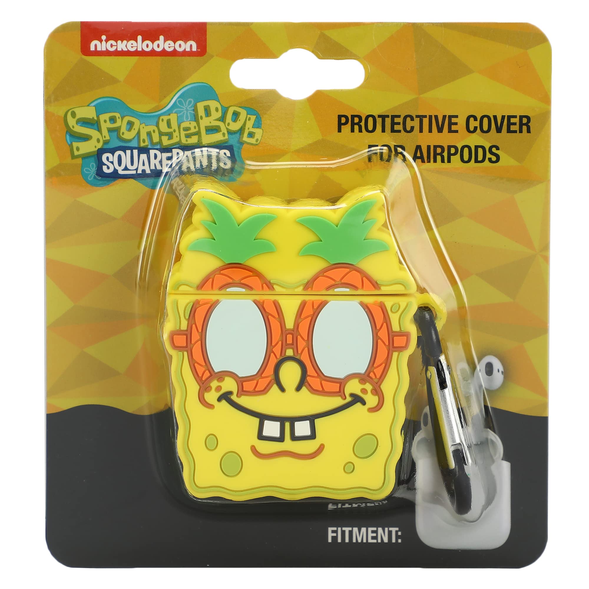 SpongeBob Pineapple AirPods Case with Carabiner Clip - Cute Cartoon Protective Cover for AirPods 1/2/3 & Pro - Perfect for Travel, Gym, and Everyday Use