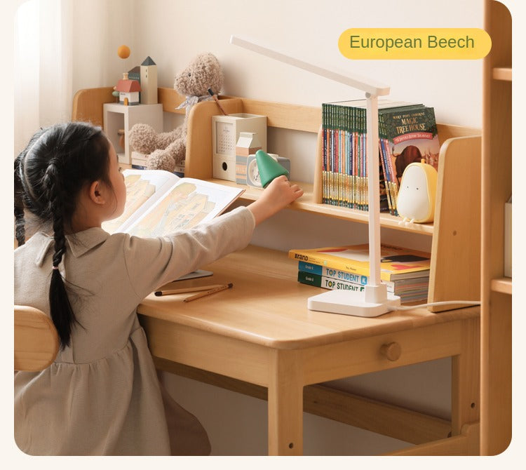 Solid Wood Beech & Oak Nordic Style Bookshelf - Modern Study Room & Home Office Storage Solution for Books & Decor
