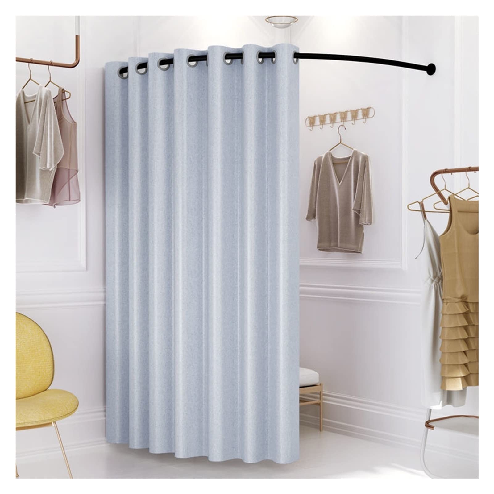 LFFH Portable Fitting Room - 80x80cm Silver Changing Booth with Blackout Curtains & Metal Frame for Clothing Stores, Home Try-Ons, and Photo Shoot Privacy - Easy Assembly Dressing Room Solution