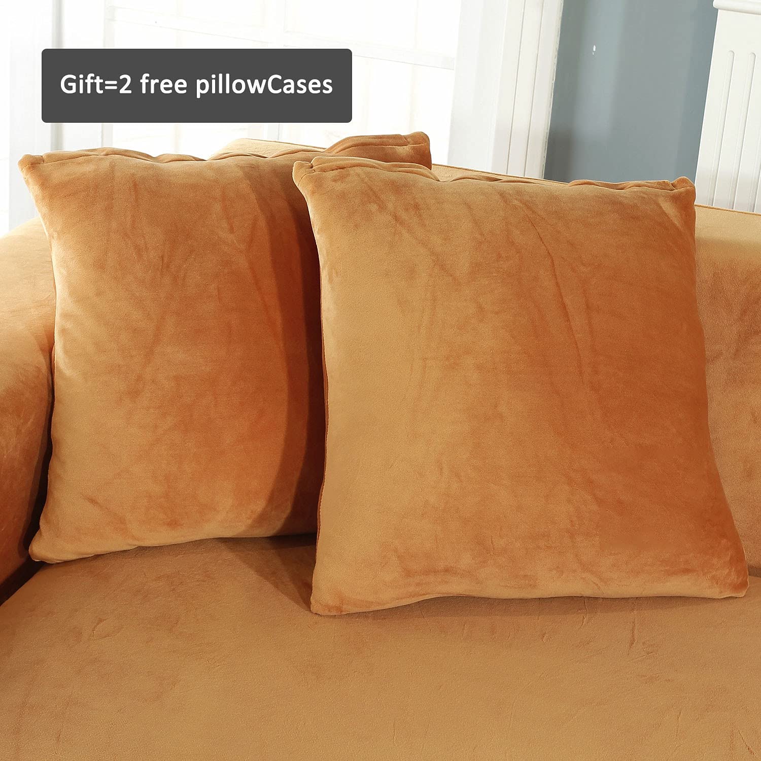 Stretch L-Shaped Sectional Sofa Slipcover - 3+3 Seat Couch Cover for Pets & Kids, Furniture Protector (Orange) - Perfect for Living Room, Family Room & Pet-Friendly Homes