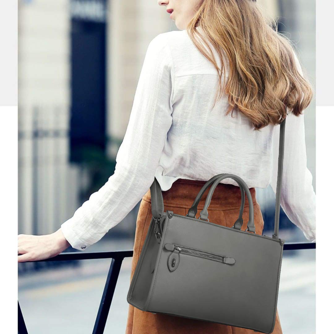 Dasein Women's Leather Satchel Handbag - Top Handle Work Tote Shoulder Bag with Long Strap & Matching Wallet - Perfect for Office, Travel, and Everyday Use