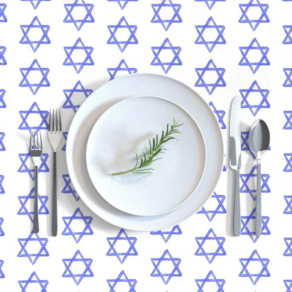 Custom Star Hanukkah Cotton Sateen Tablecloth - 70