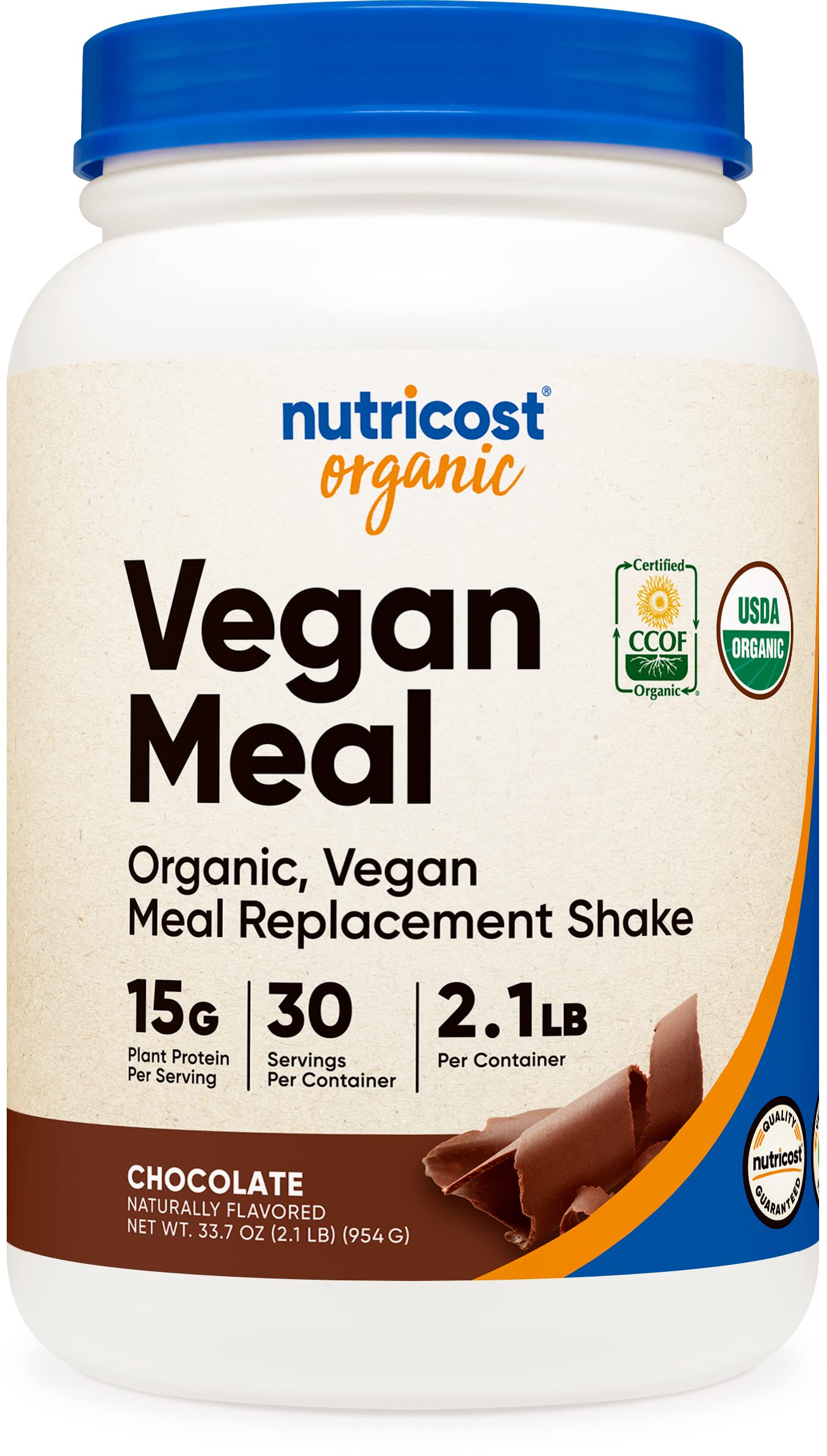 Nutricost Organic Vegan Meal Replacement Shake Powder (Chocolate) - USDA Organic Certified, Vegan, Gluten Free, Non-GMO - Perfect for Weight Loss, Post-Workout Recovery & Busy Lifestyles