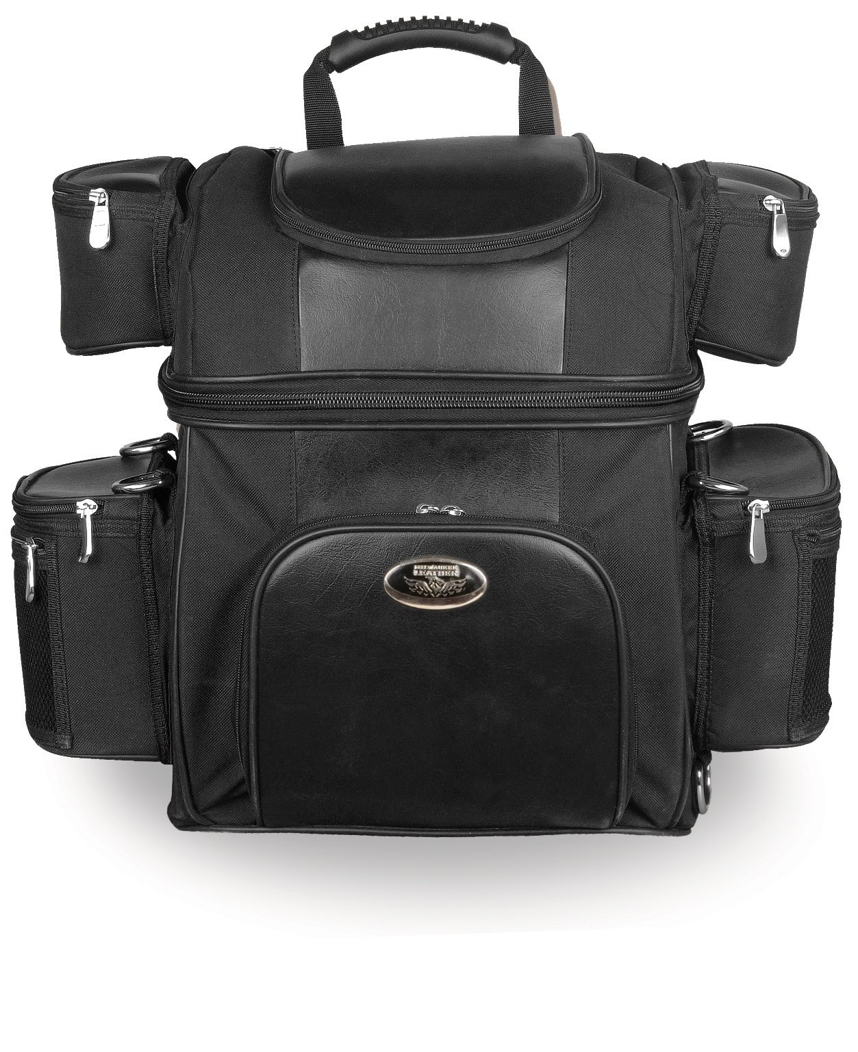 Milwaukee Leather MP8180-BLK-PCS Black Sissy Bar Bag for Motorcycles - Waterproof Motorcycle Saddlebag with Ample Storage for Harley, Cruiser & Touring Bikes - Perfect for Road Trips & Daily Commuting