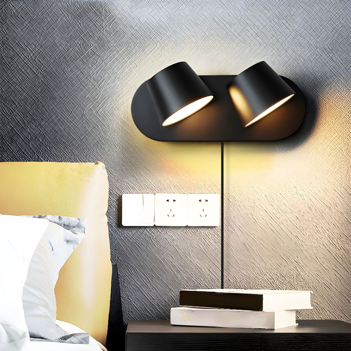 Angle Adjustable Plug-in Wall Lamp - Dimmable LED Night Light for Bedroom, Nursery, Hallway & Stairs - Soft Warm White Lighting