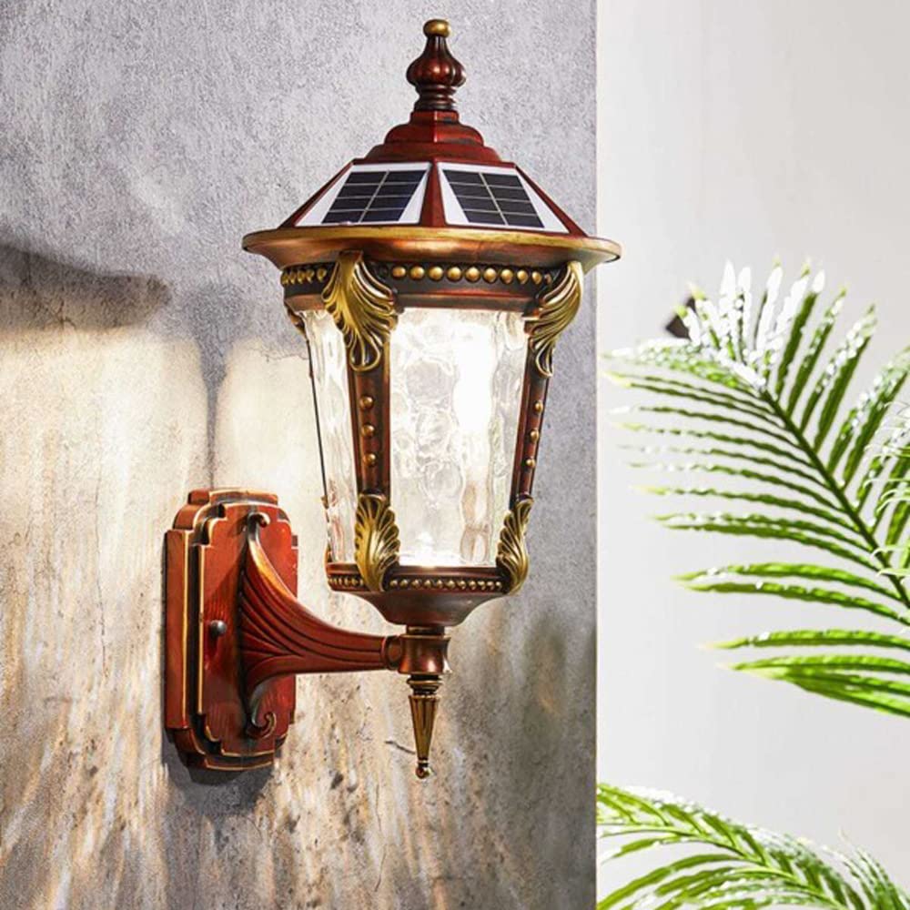 Solar Powered Outdoor Wall Lantern - Waterproof Dusk to Dawn Garden Lights for Porch, Villa & Pillar Decor | Wireless Solar Wall Mount Lighting for Patio, Yard & Pathway Illumination