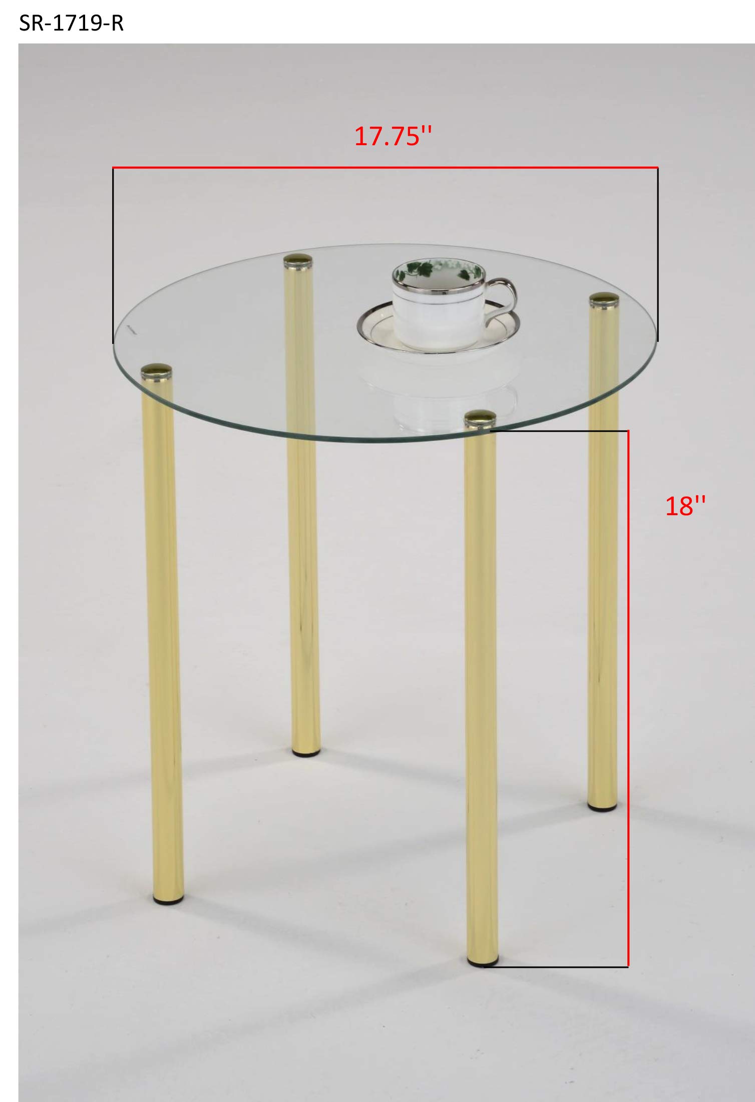 Kings Brand Furniture - Milnai Round Side End Accent Table, Gold Metal and Glass Top, Modern Living Room Decor, Bedroom Nightstand, Coffee Table for Small Spaces