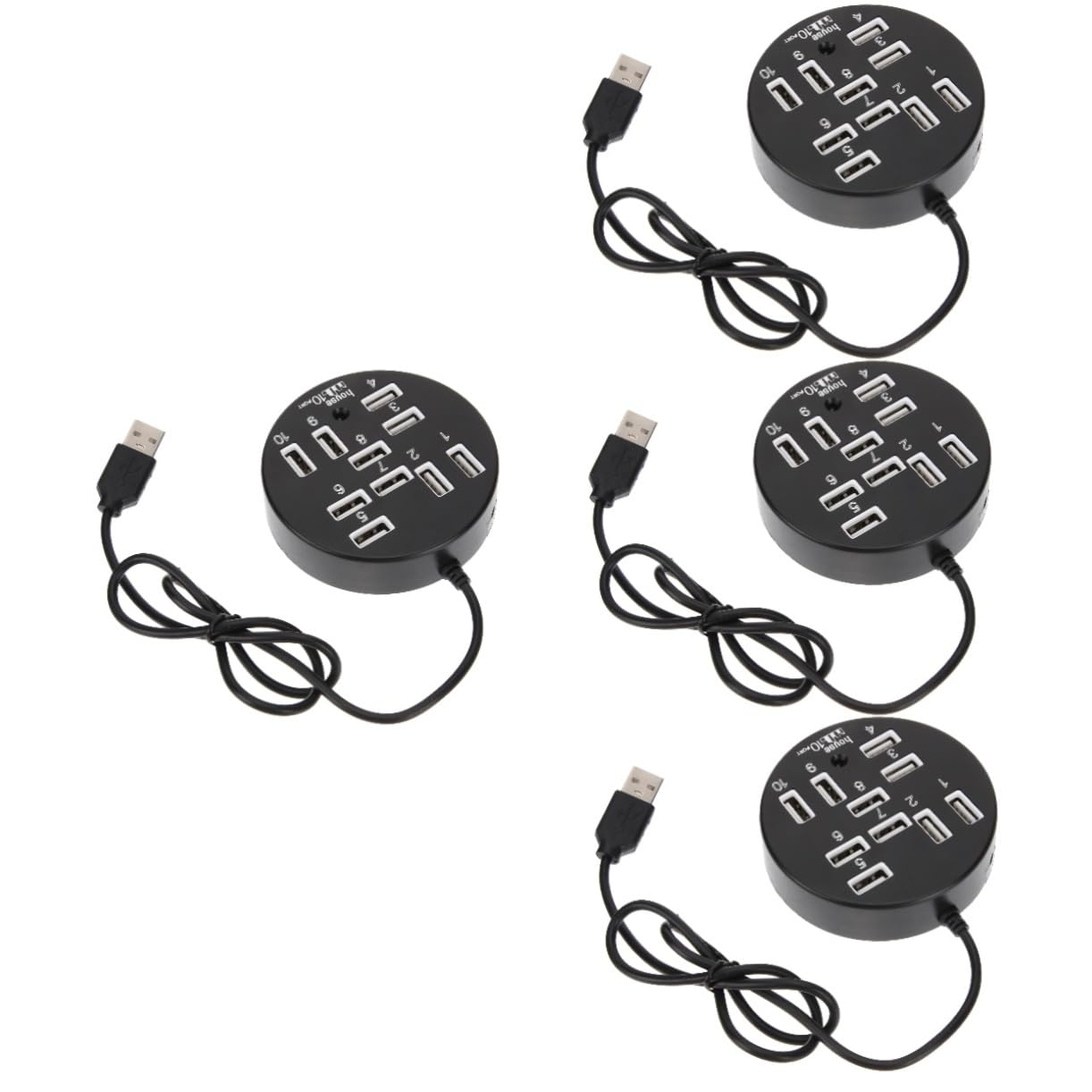 4-Pack USB Hub with 10 Ports - High-Speed USB 3.0 Splitter, USB Port Expander for Laptop, PC, Computer - Vertical GPU Mount, ABS Extension Cable for Home Office, Gaming Setup & Workstation