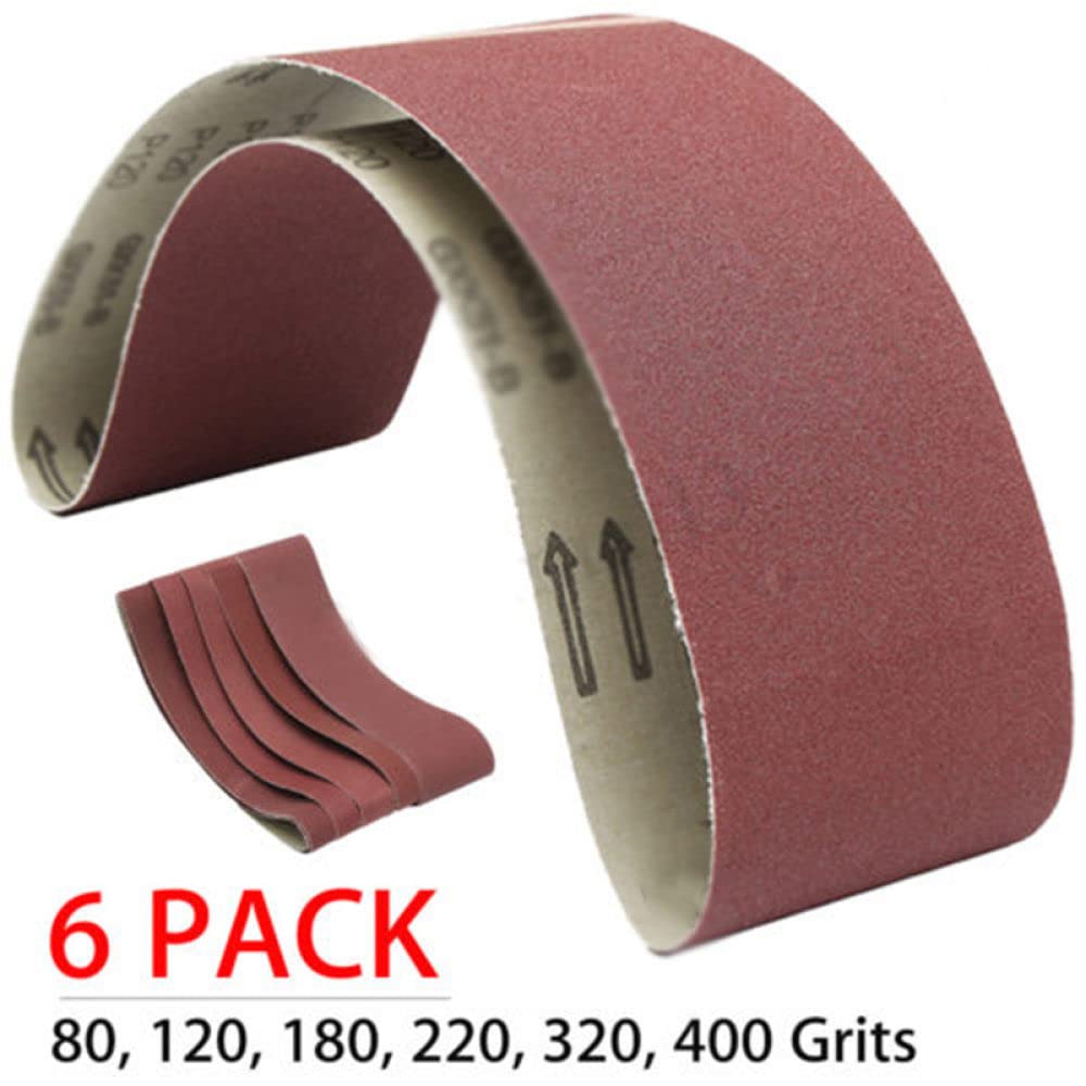 6Pcs/Set 915x100mm Sanding Belts 80-400 Grits - Sandpaper Abrasive Bands for Sander, Grinding & Polishing Tools - Woodworking, Metalworking & DIY Projects