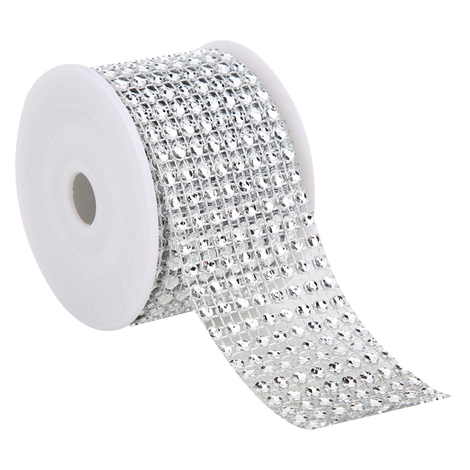Shiny Silver Rhinestone Wrap Ribbon - Durable & Odorless Christmas Tree Decoration for Home, Party & Wedding Decor