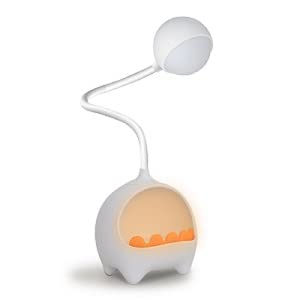 QANYI Cute LED Desk Lamp with Phone Stand & Storage Box - Adjustable Gooseneck Study Light for Home Office, Bedside Reading, Girls Room Decor (White) | Perfect for Night Studying, Remote Work & Gift Giving