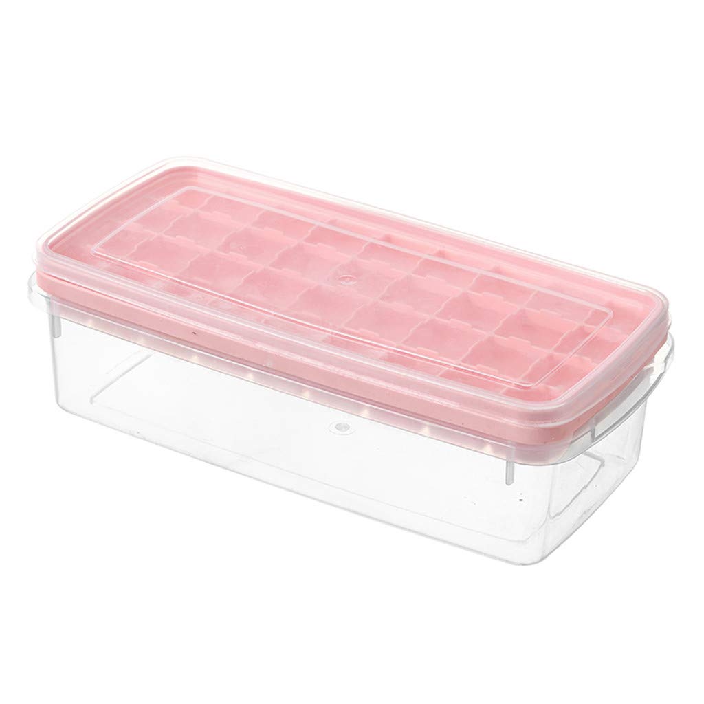 Zerlibeaful Silicone Ice Cube Tray with Lid - Pink DIY Ice Maker Mold for Kitchen, Bar & Dining - Perfect for Cocktails, Beverages & Party Drinks Storage