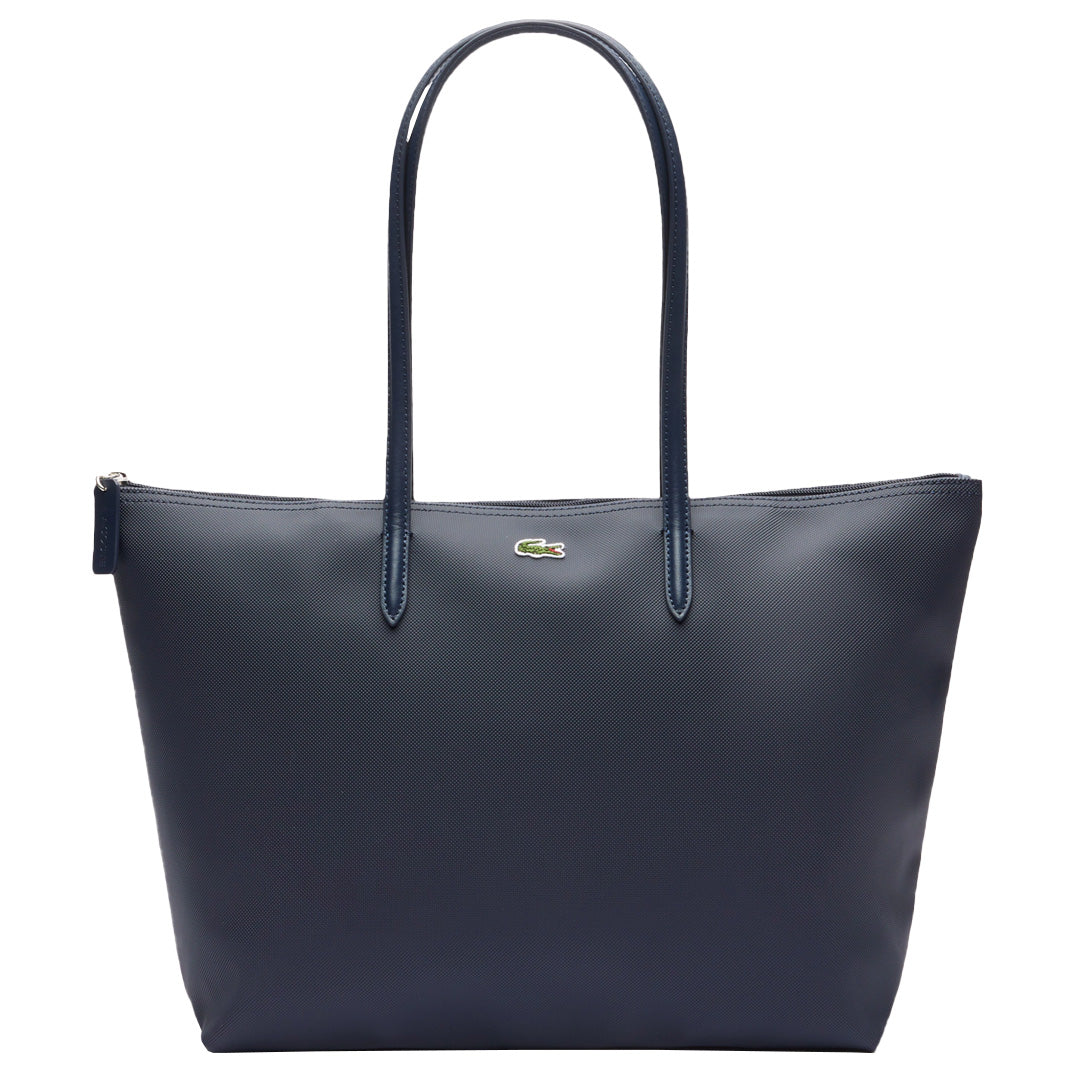 Lacoste Large Shopping Tote Bag - Premium Navy Blue Cotton Tote for Women & Men - Perfect for Groceries, Beach, Work & Travel