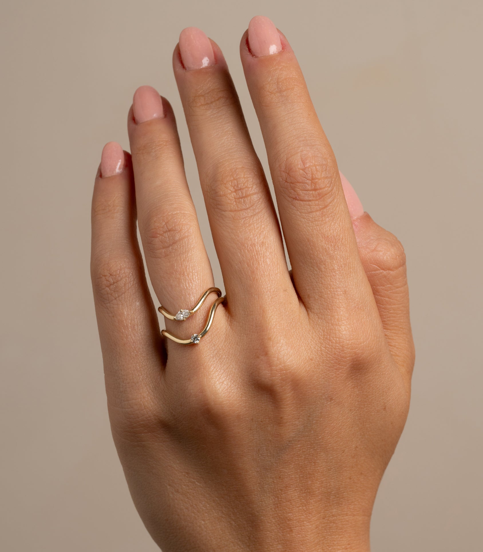 Exquisite 14K Gold Beau Band Ring with Marquise Cut Diamonds - Elegant Stackable Ring for Women, Perfect for Weddings, Anniversaries & Everyday Luxury