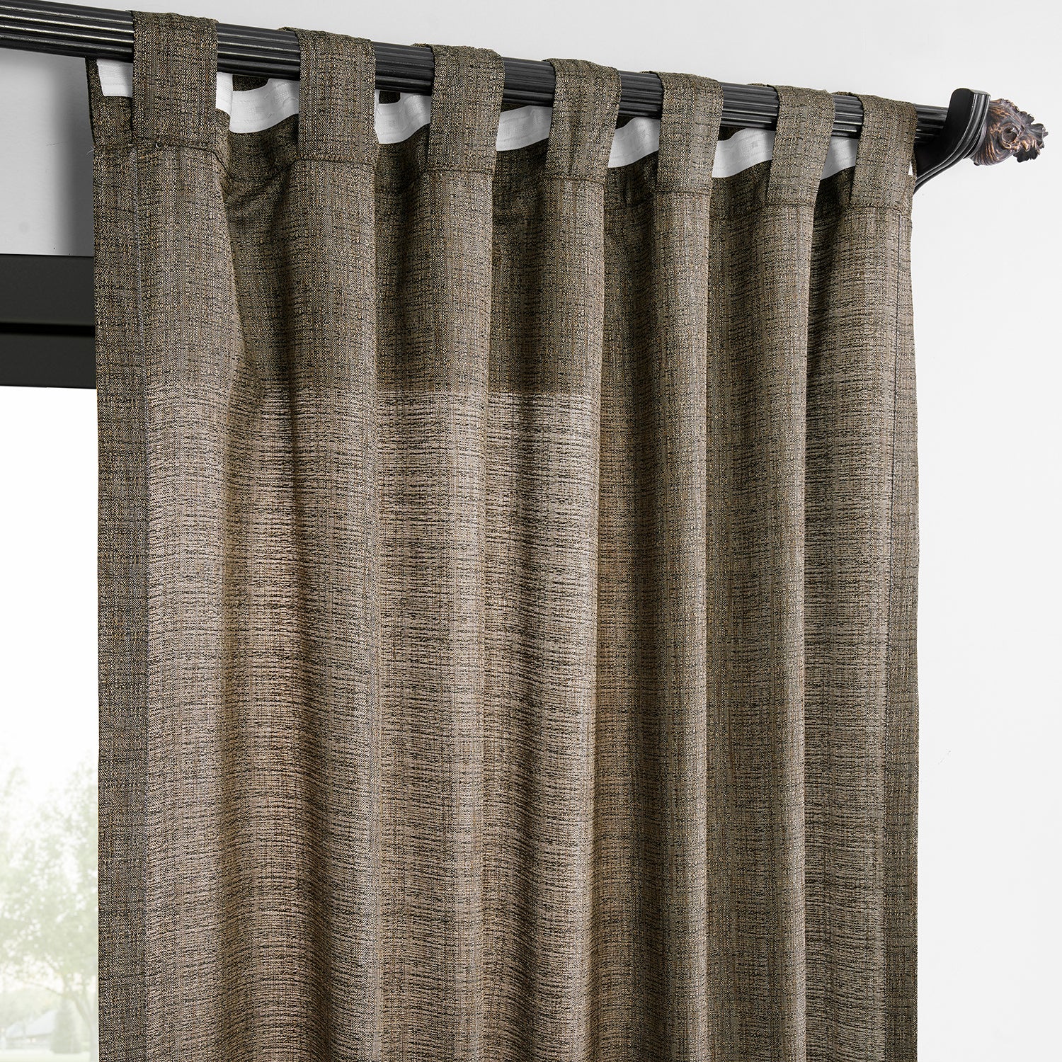 Dark Grey Raw Linen Weave Light Filtering Curtains - Set of 2 Panels for Living Room, Bedroom & Office - Soft Natural Fabric Window Treatment for Privacy & Sun Protection