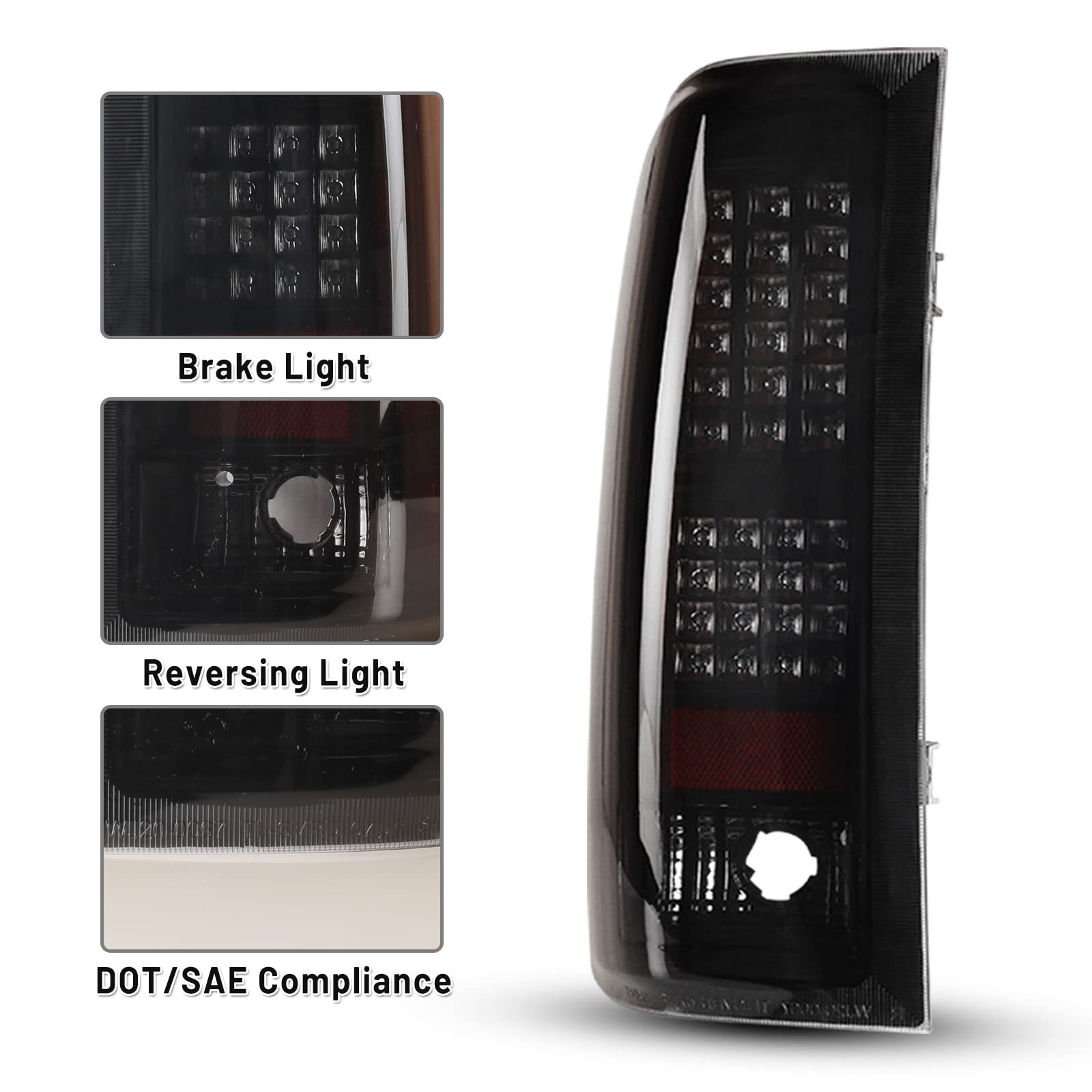 2007-2014 Chevy Silverado 1500/2500 HD/3500 HD LED Tail Lights - Replacement Taillamp Assembly for Chevrolet Pickup Trucks - Enhanced Visibility & Style Upgrade for Night Driving & Off-Road Adventures