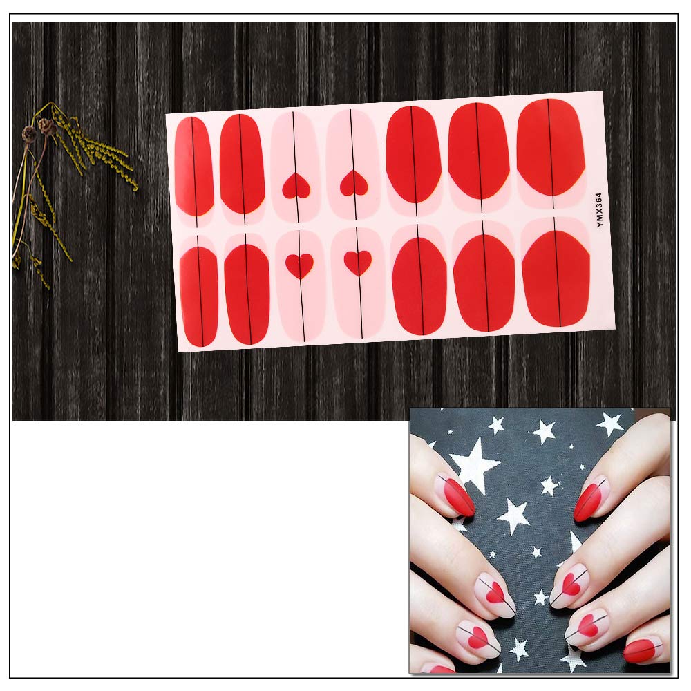 14 Sheets Valentine's Day Nail Polish Strips - Full Nail Wraps & Adhesive Stickers for Women with Nail File | Easy DIY Manicure for Parties, Weddings & Special Occasions