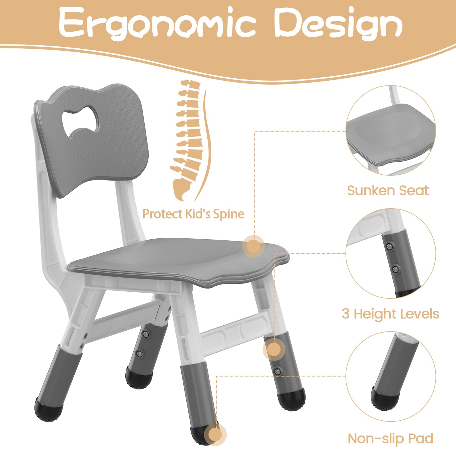 GAOMON Kids Table and Chairs Set with Storage - Adjustable Height Toddler Activity Table for Ages 2-10 | Non-Slip Legs, Graffiti-Proof Surface | Perfect for Daycare, Preschool, Homeschool & Playroom