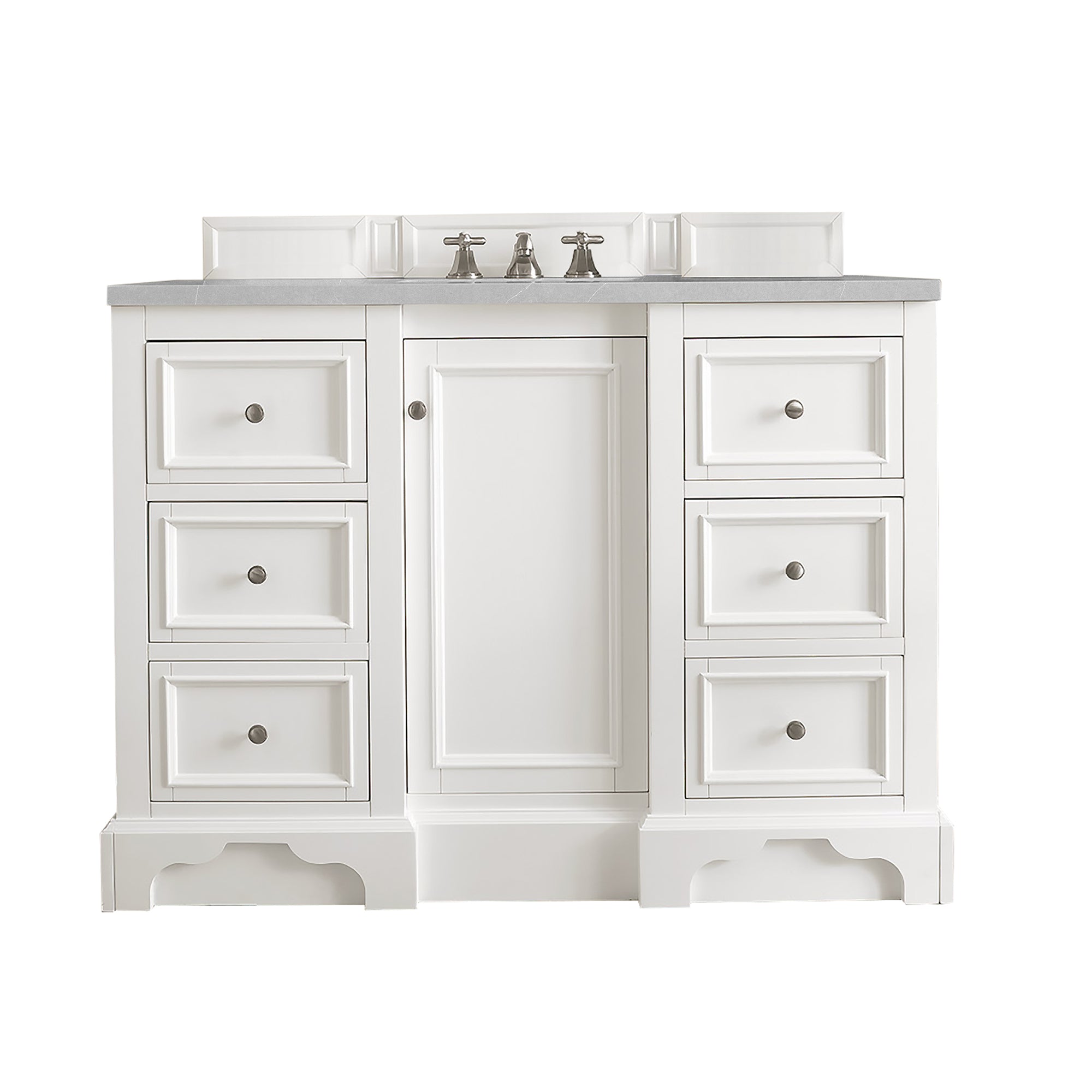 De Soto 48 Inch Single Bathroom Vanity with 3CM Eternal Serena Quartz Top in Bright White - Perfect for Modern Bathrooms, Powder Rooms & Home Renovations