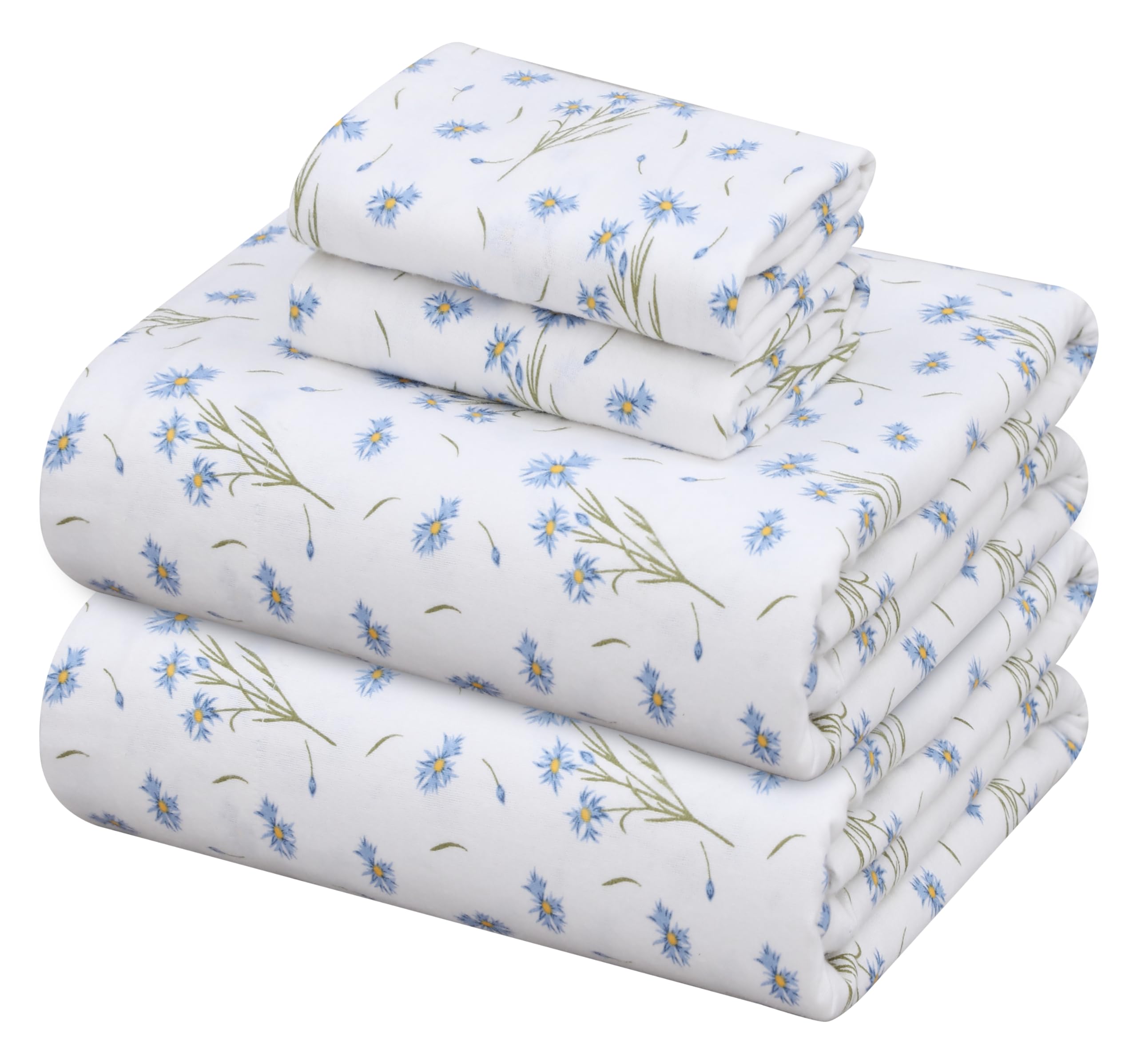 ZOYER Queen Size Flannel Sheet Set - Ultra Soft & Cozy Deep Pocket Cotton Bedding, Fitted for 16