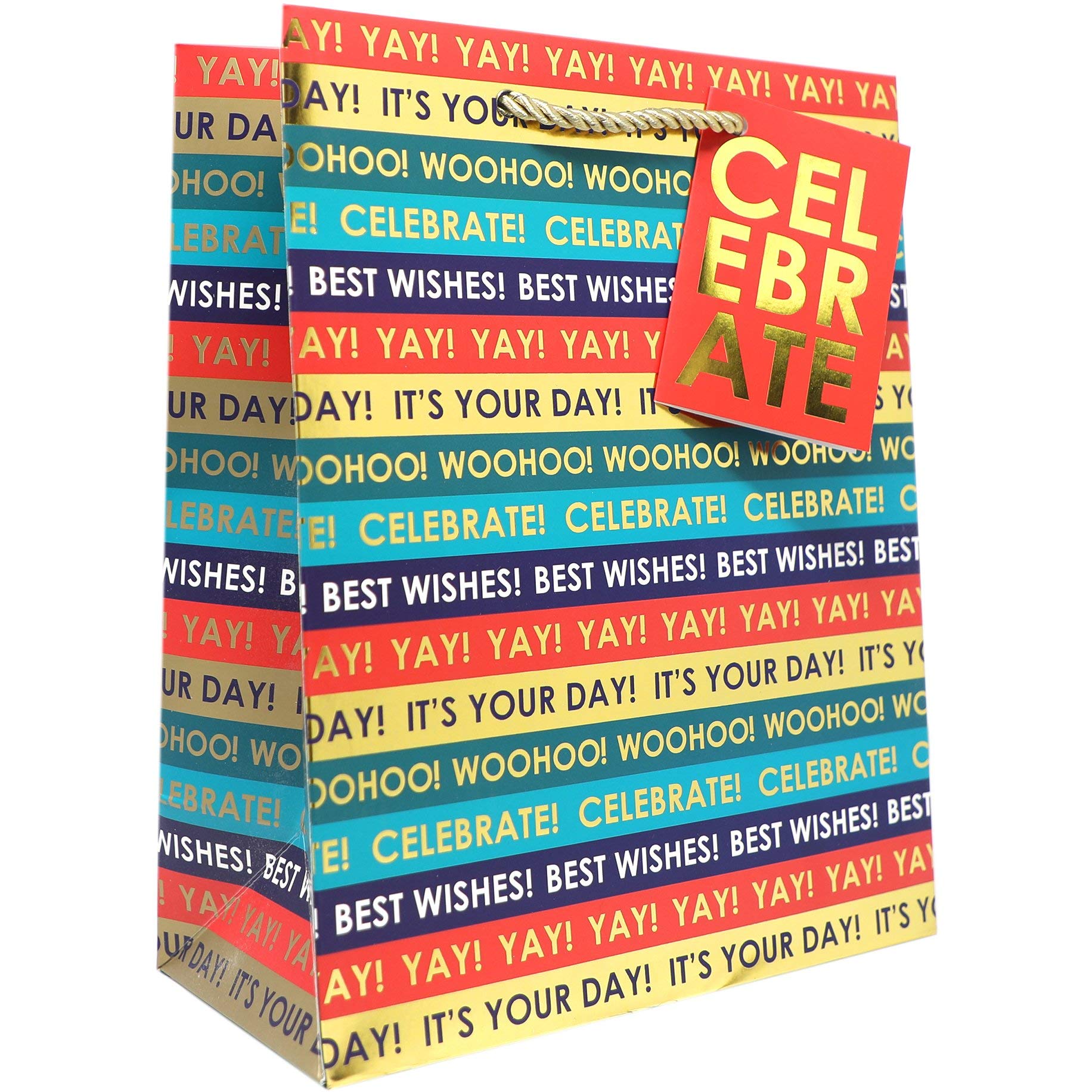 Jillson Roberts Medium Birthday Gift Bags 30 Pack - Foil Accent Party Favor Bags for Birthdays, Baby Showers & Special Occasions - Perfect for Candy, Treats & Small Gifts