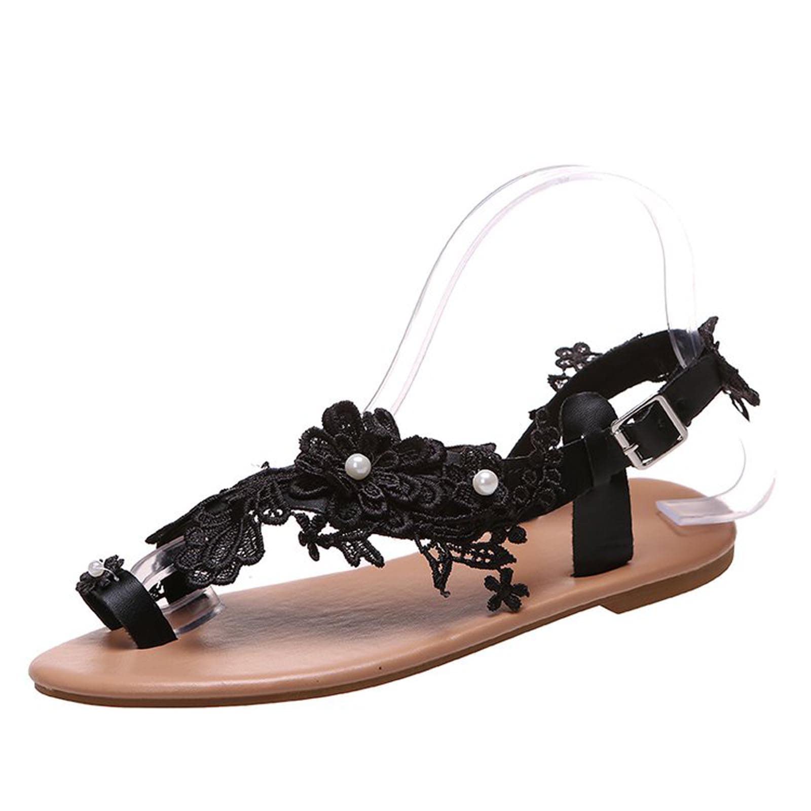 Drindf Women's White Boho Lace Flat Sandals - Comfortable Beach Wedding Shoes for Summer, Casual Outings & Outdoor Events