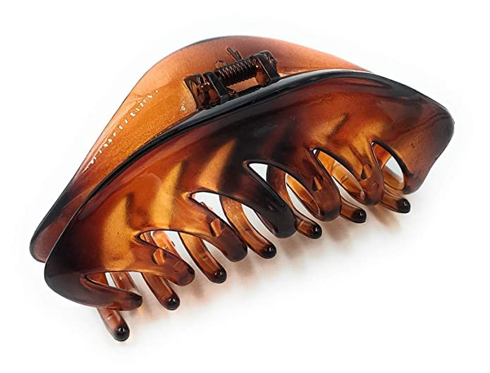 Imioxo Korean Style Large Acrylic Hair Claw Clip for Women & Girls - Brown | Perfect for Ponytails, Buns & Everyday Hairstyles