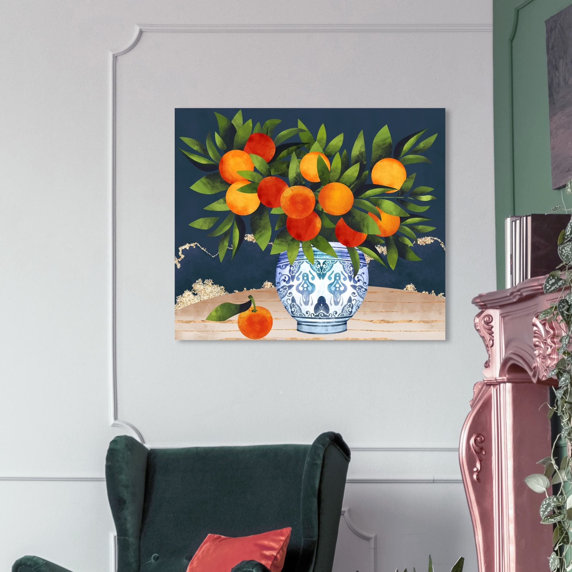 Oliver Gal Artist Co. 'Fruits and Porcelain' Food & Cuisine Wall Art Canvas Prints - Elegant Kitchen Decor for Dining Room & Restaurant Wall Decor