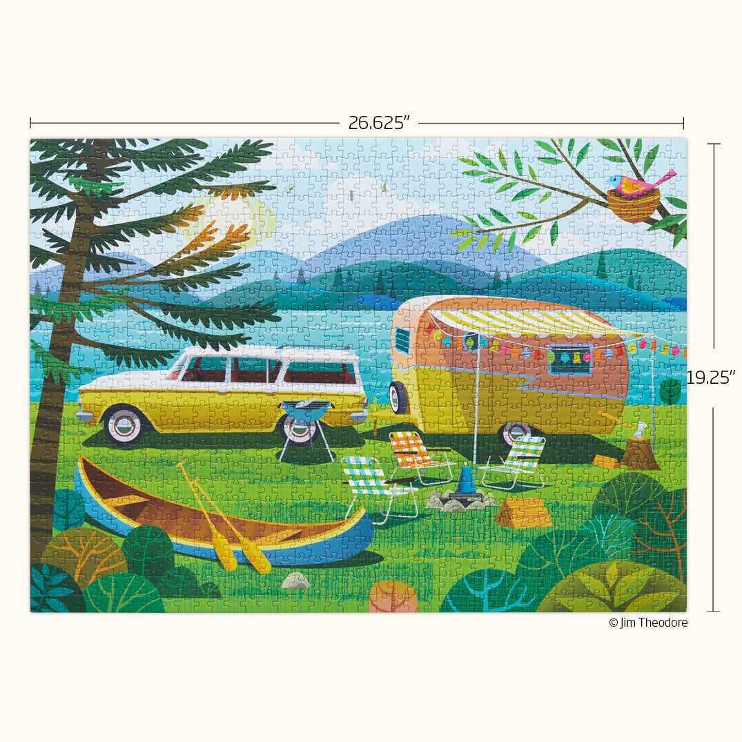 Happy Camper 1000 Piece Jigsaw Puzzle for Adults - Challenging Camping Theme Puzzle for Family Game Night & Relaxation