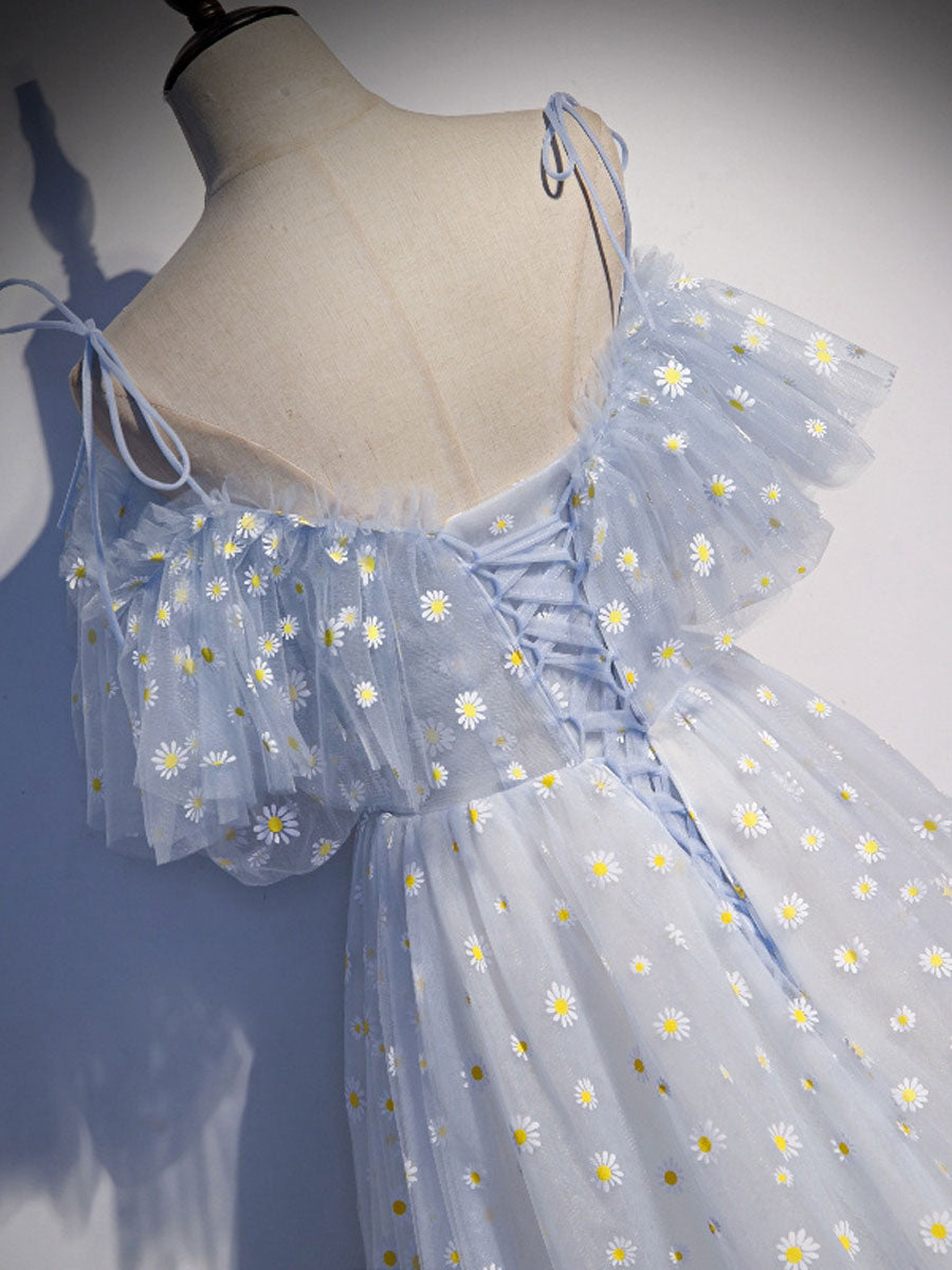 Elegant Blue Sweetheart Neckline Tulle Long Prom Dress for Women - Perfect for Formal Dances, Evening Galas & Special Occasions