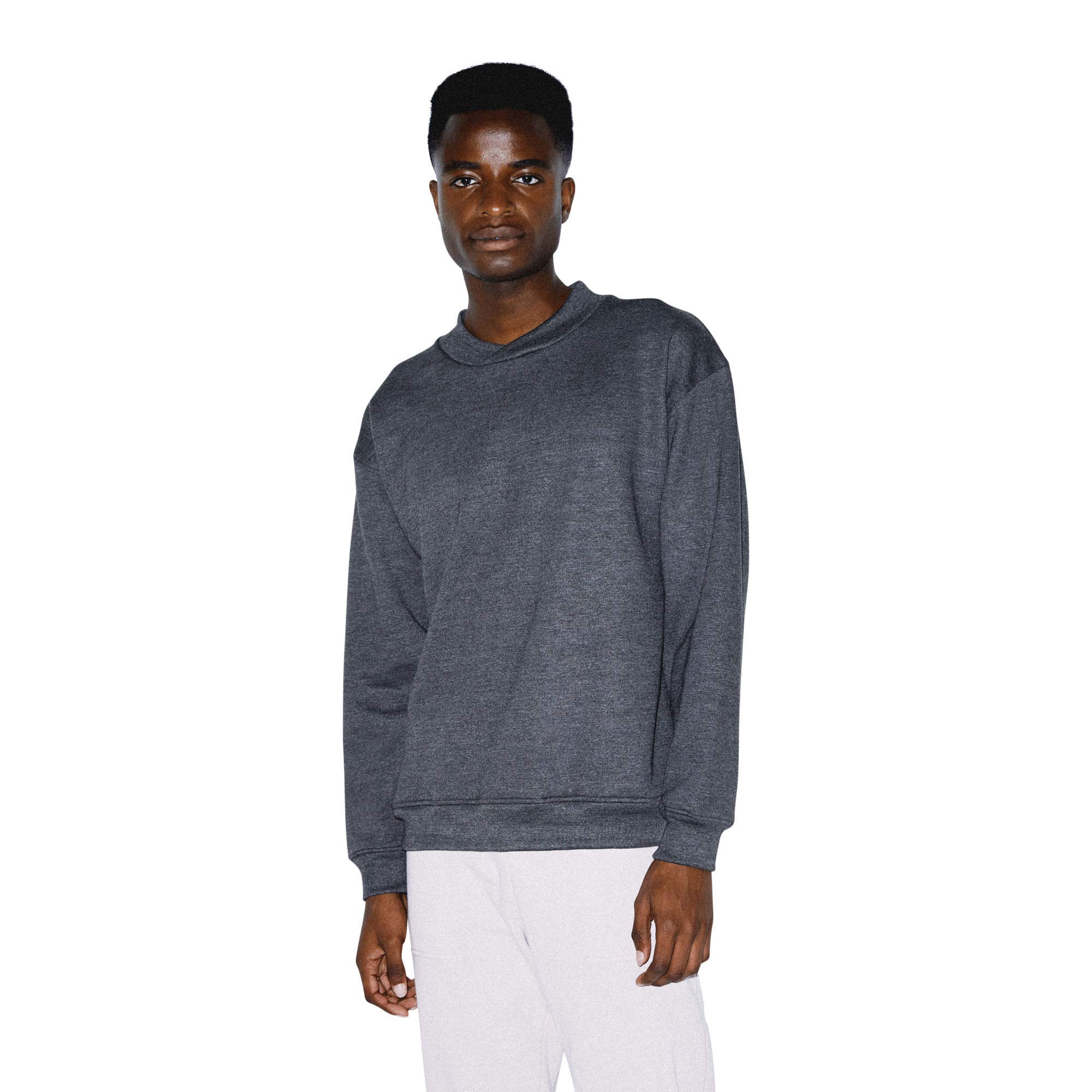 American Apparel Men's Flex Fleece Crossneck Long Sleeve Pullover Sweatshirt - Soft Comfortable Casual Wear for Gym, Workout & Everyday Use