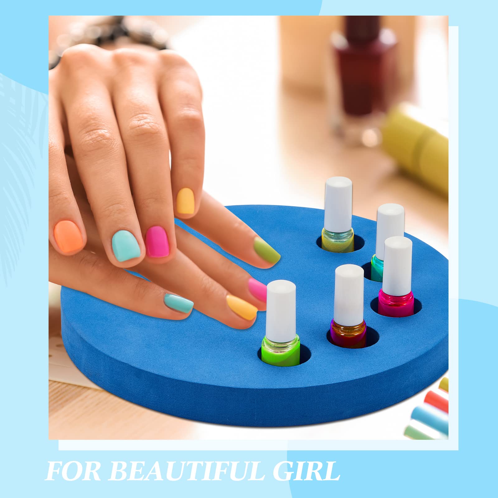 Weysat 2-in-1 Anti Spill Nail Polish Holder Stand - Nail Polish Organizer & Bottle Holder for Manicure & Pedicure - Blue Nail Art Accessories for Salon & Home Use