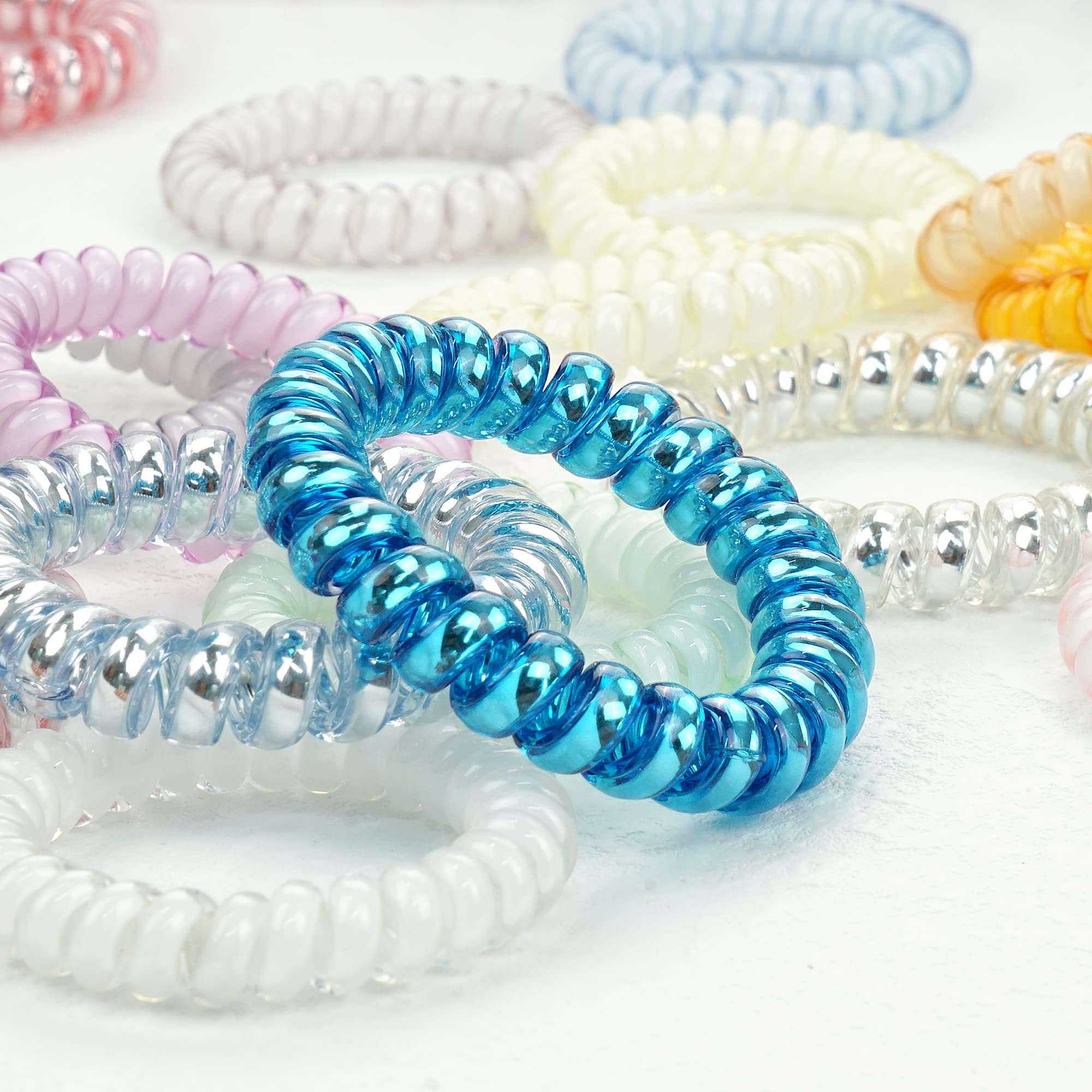JOYOYO 40 Pack Spiral Hair Ties - No Crease, Waterproof Hair Coils for Women & Girls - Perfect for Workouts & Daily Use